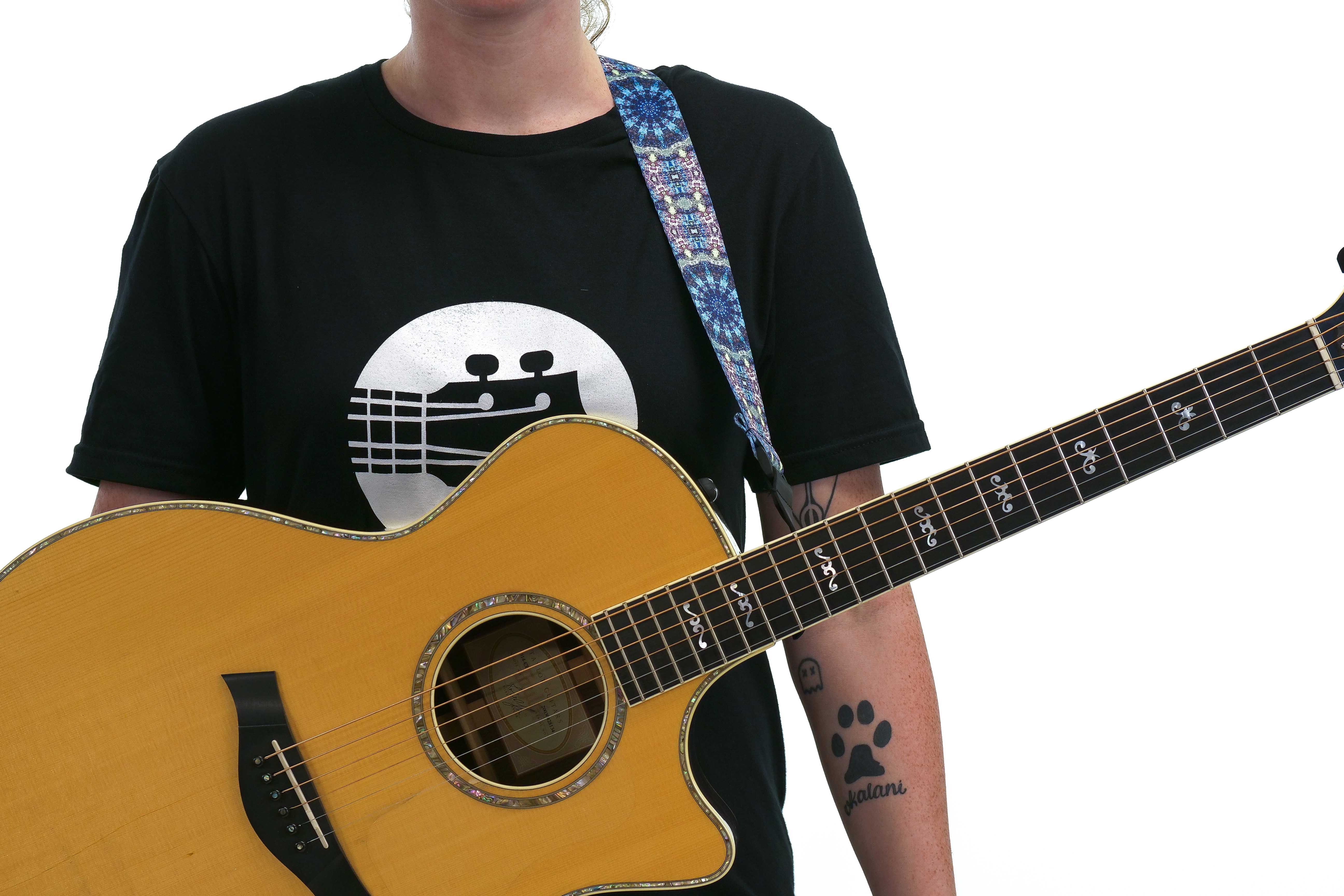 Terry Carter Music Store 1.5 Inch Poly Ukulele and Guitar Strap - Blue Kaleidoscope