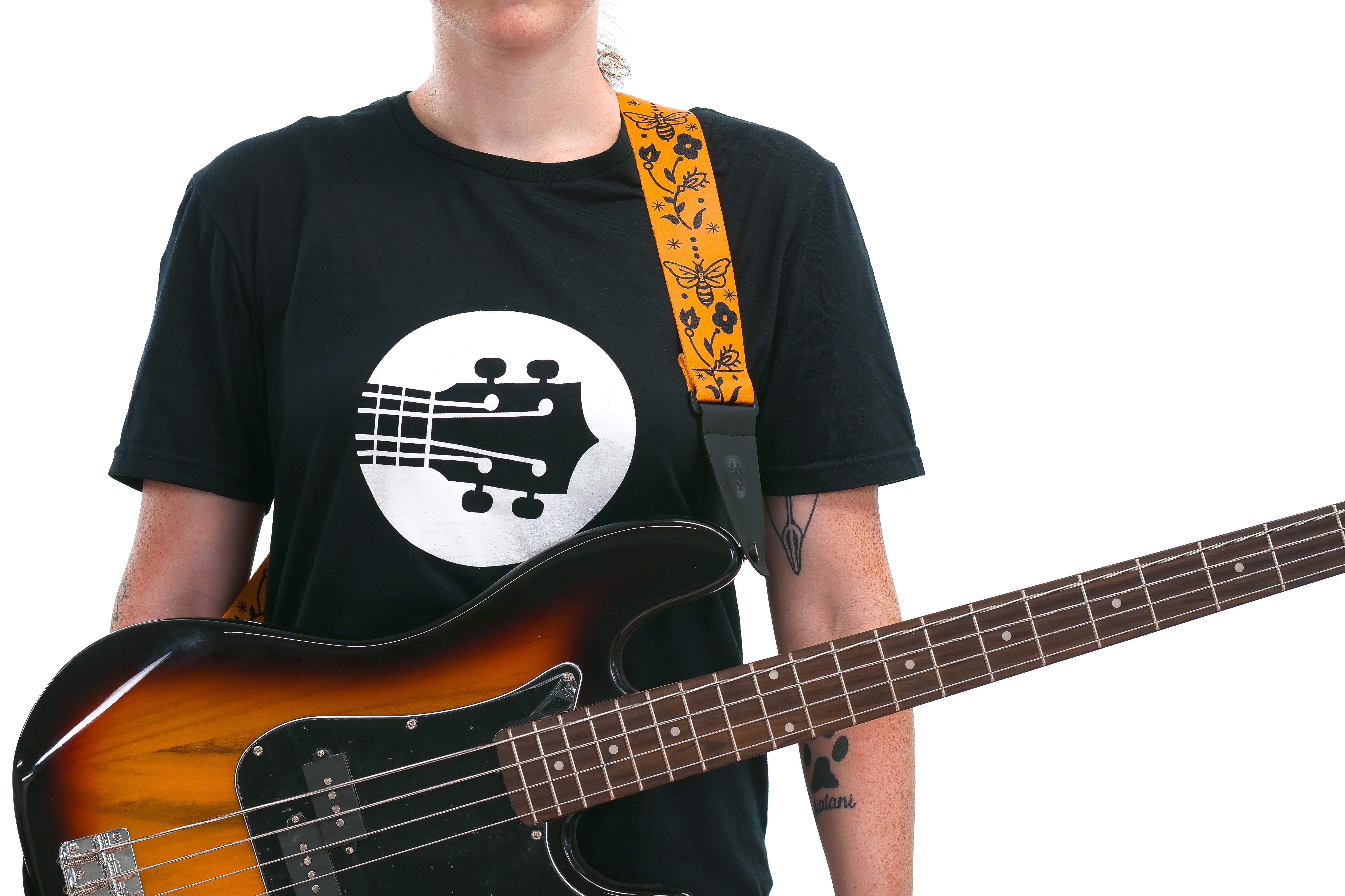 Terry Carter Music Store 2 Inch Sublimation Guitar and Ukulele Strap - YELLOW/BLACK BEES