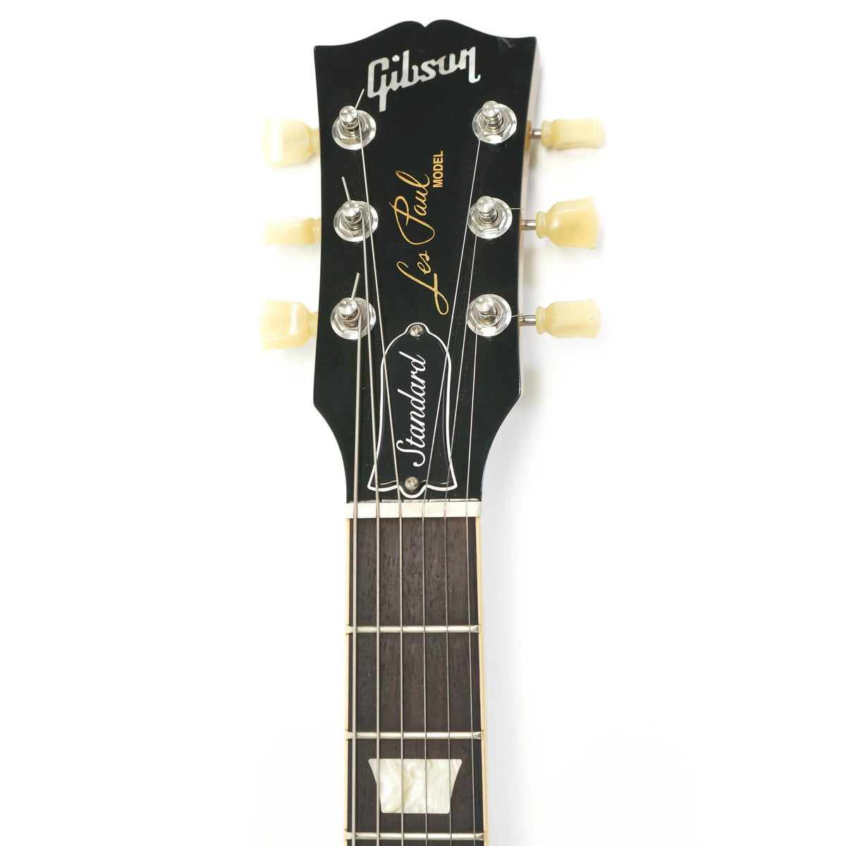 Gibson Les Paul Standard headstock with Standard and Les Paul Model logos and tuners