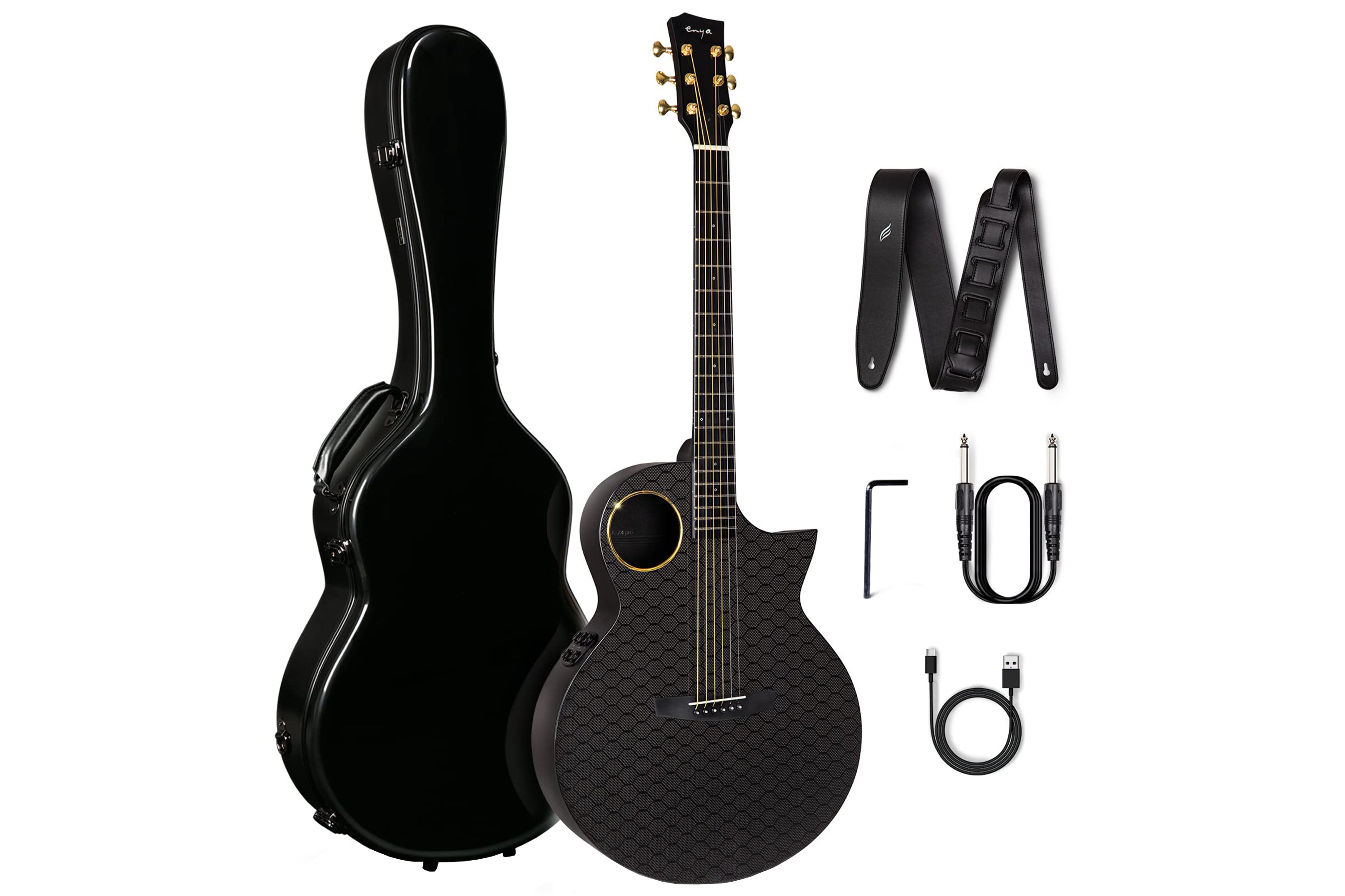 Enya Carbon X4 Carbon Fiber Acoustic Electric Guitar - Black