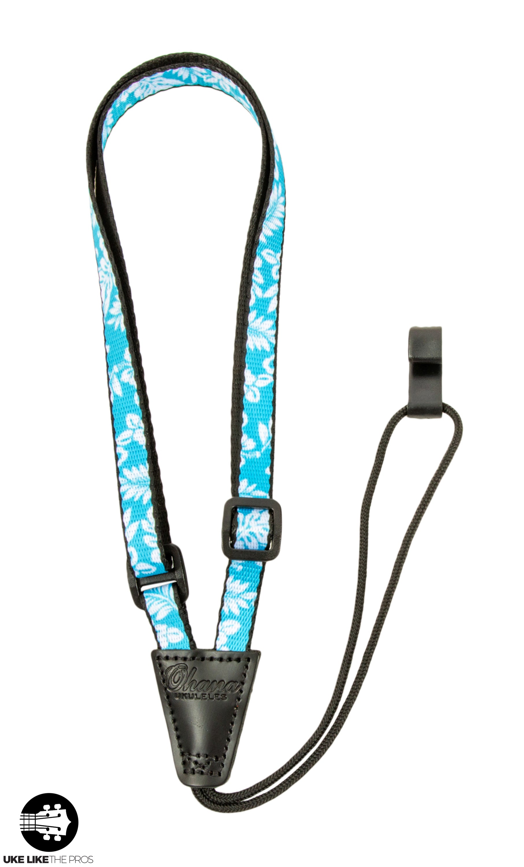 Ohana USS-04 Ukulele Sound Hole Strap BLUE FLORAL DRILLING REQUIRED
