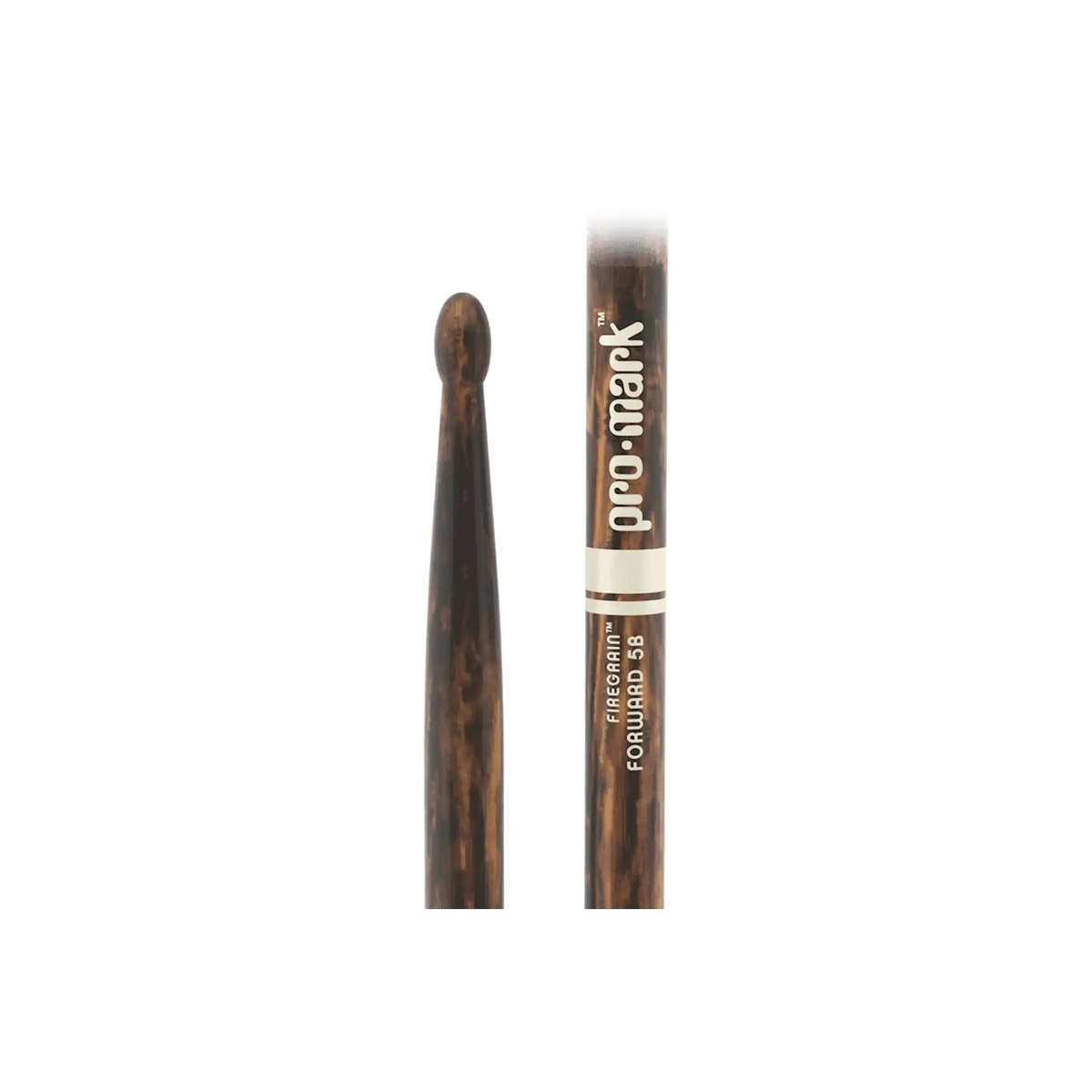 ProMarkClassicForward5BFireGrainHickoryDrumstickOvalWoodTip-closeup | Terry Carter Music Store