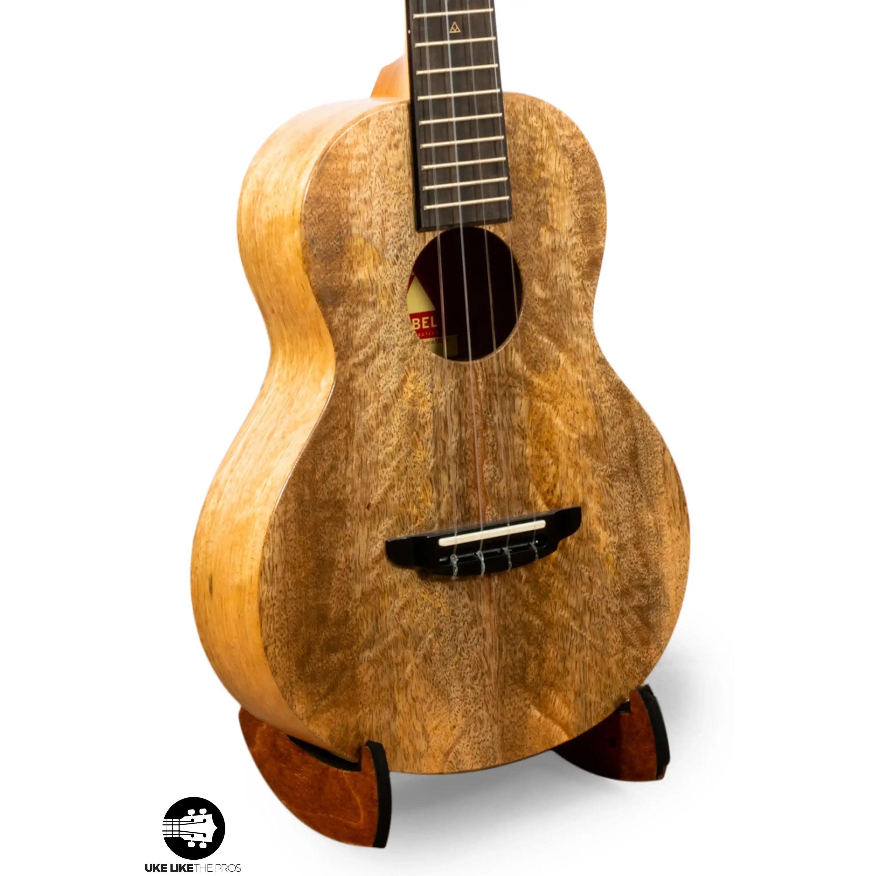 Romero Creations Bearclaw koa ukulele with natural wood grain, Terry Carter Music Store