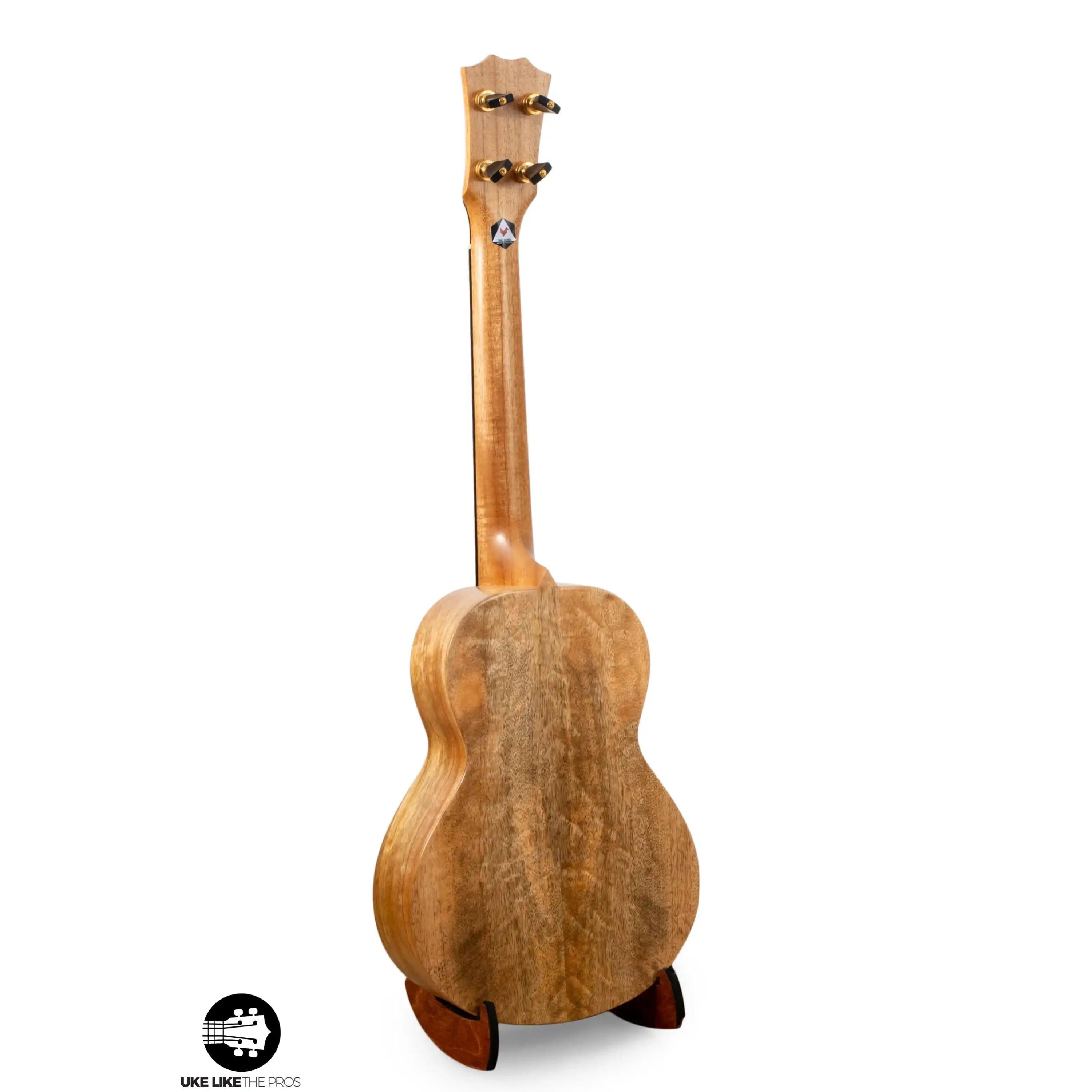 Romero Creations ukulele back view in natural wood finish at Terry Carter Music Store