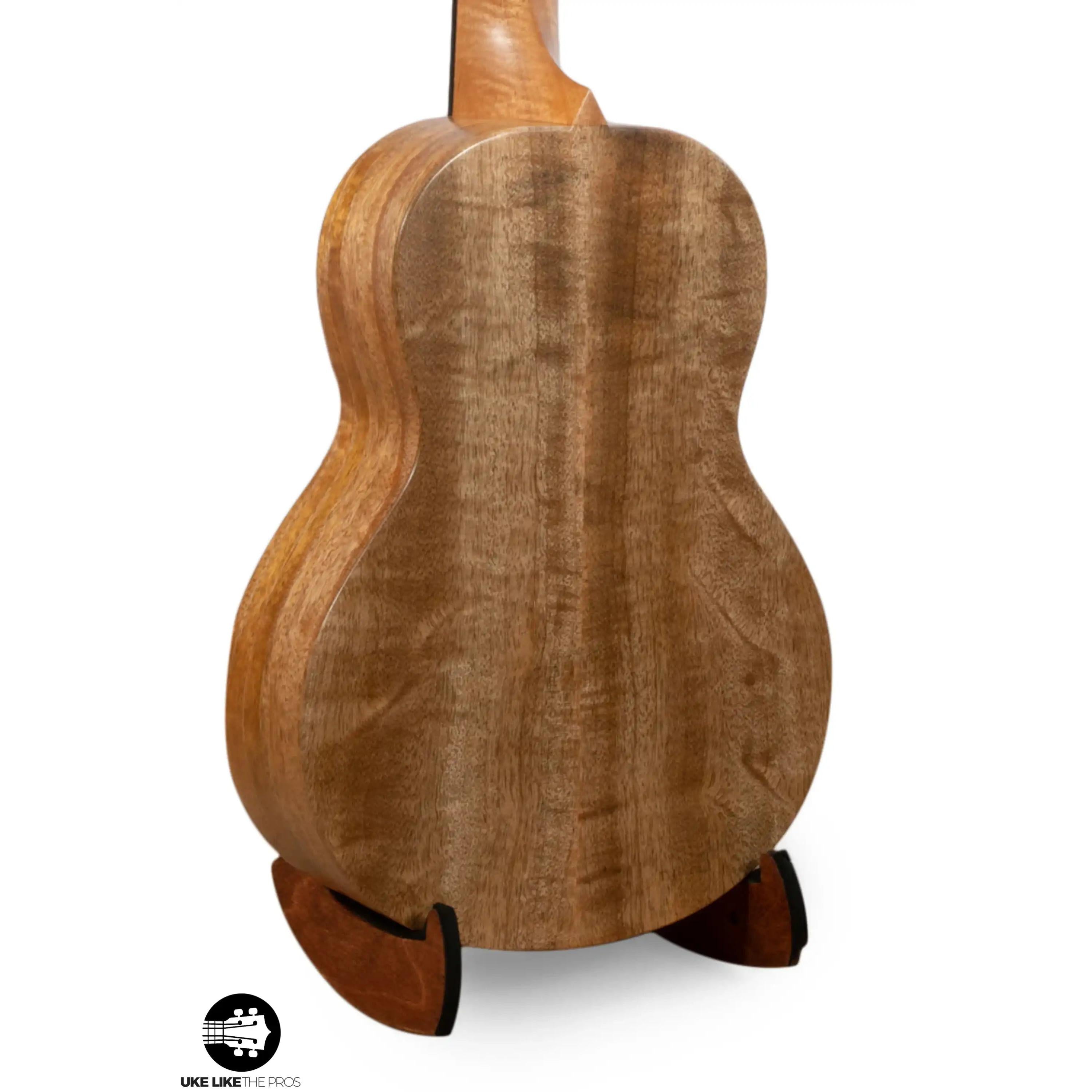 Romero Creations tenor ukulele back view in natural wood finish at Terry Carter Music Store