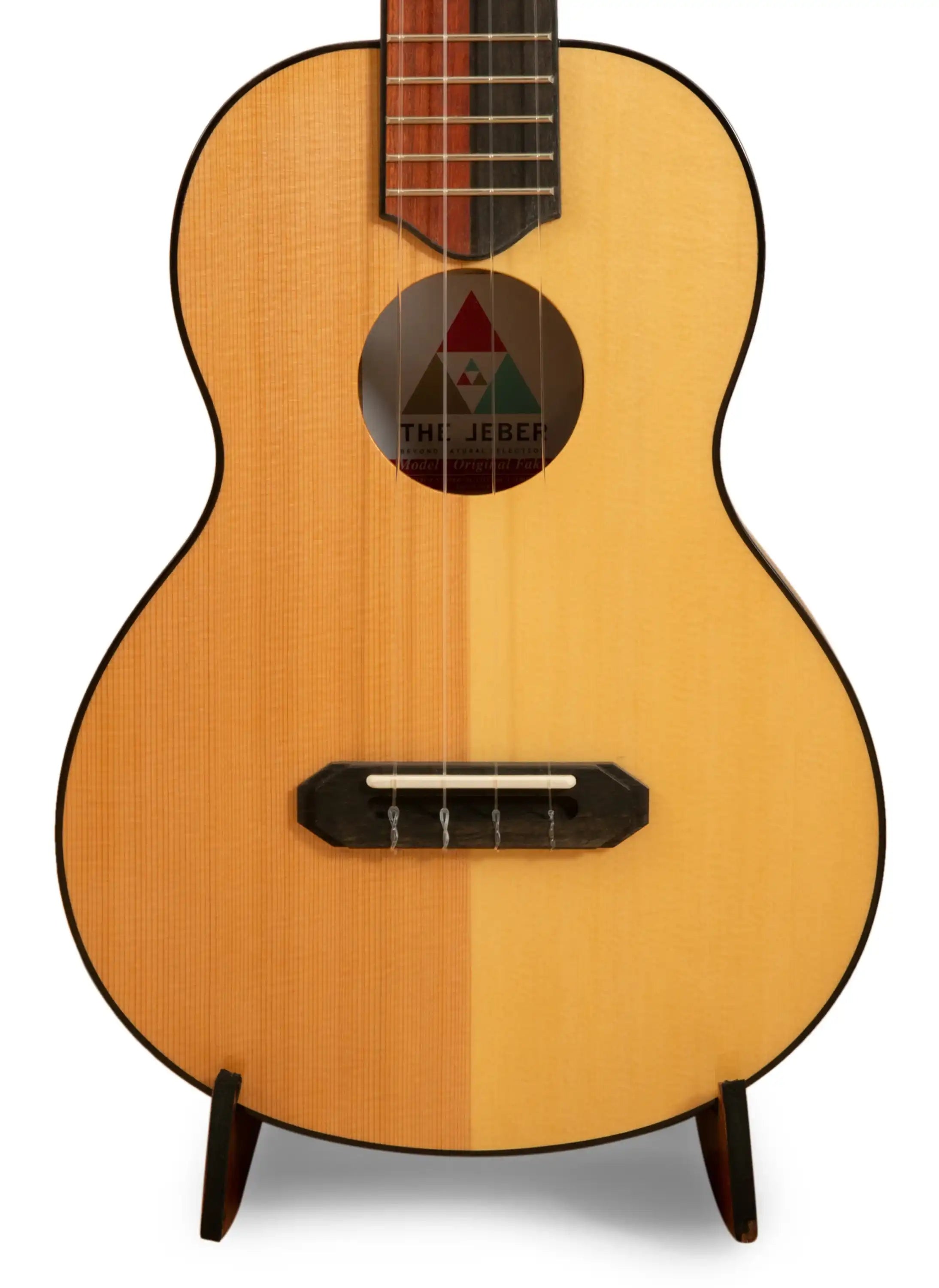 Front view Romero Creations classical guitar with two-tone wood top at Terry Carter Music Store