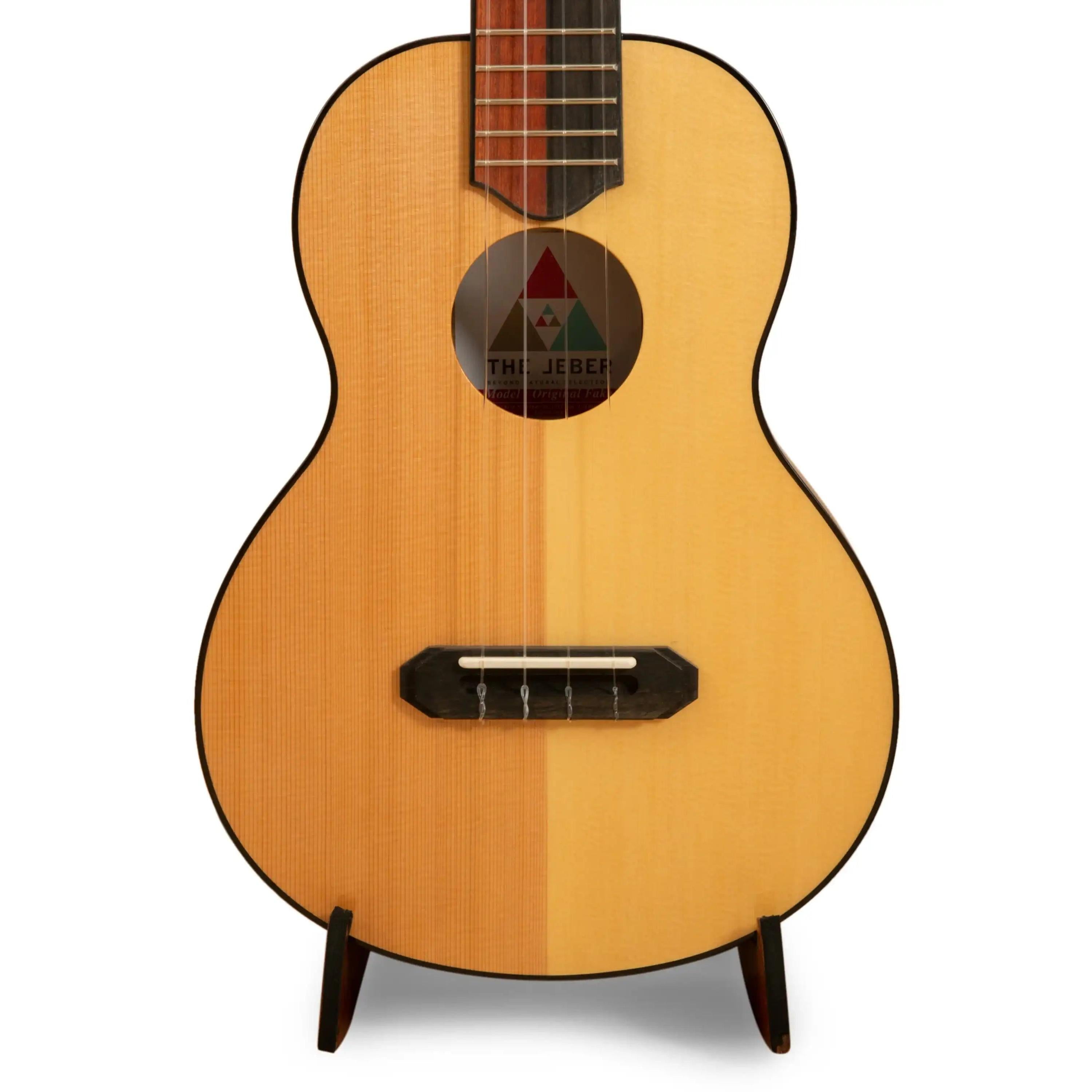Front view Romero Creations classical guitar with two-tone wood top at Terry Carter Music Store