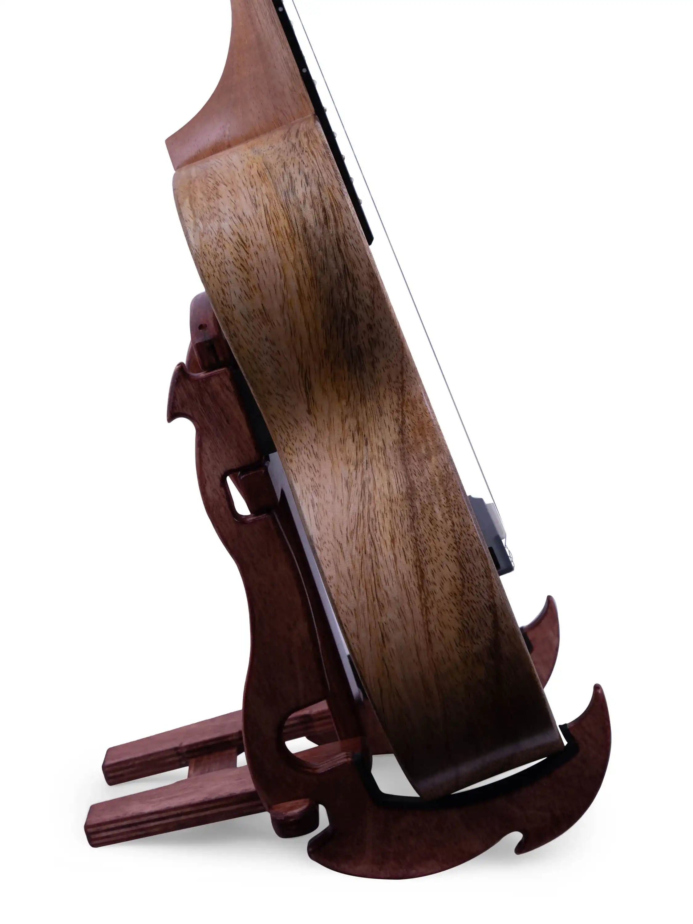 Rebel DB concert ukulele with natural wood grain on stand, Terry Carter Music Store