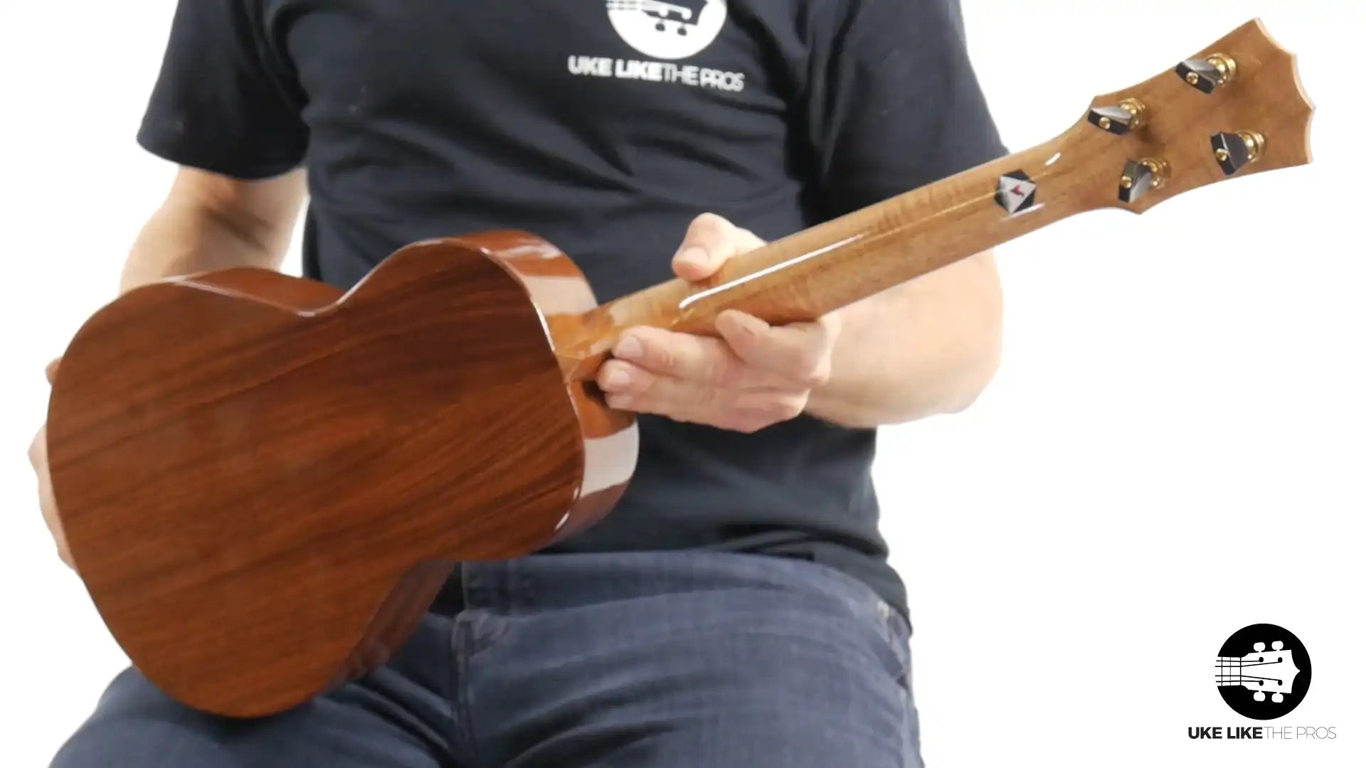 Rebel ukulele back and headstock with gloss wood finish, Terry Carter Music Store