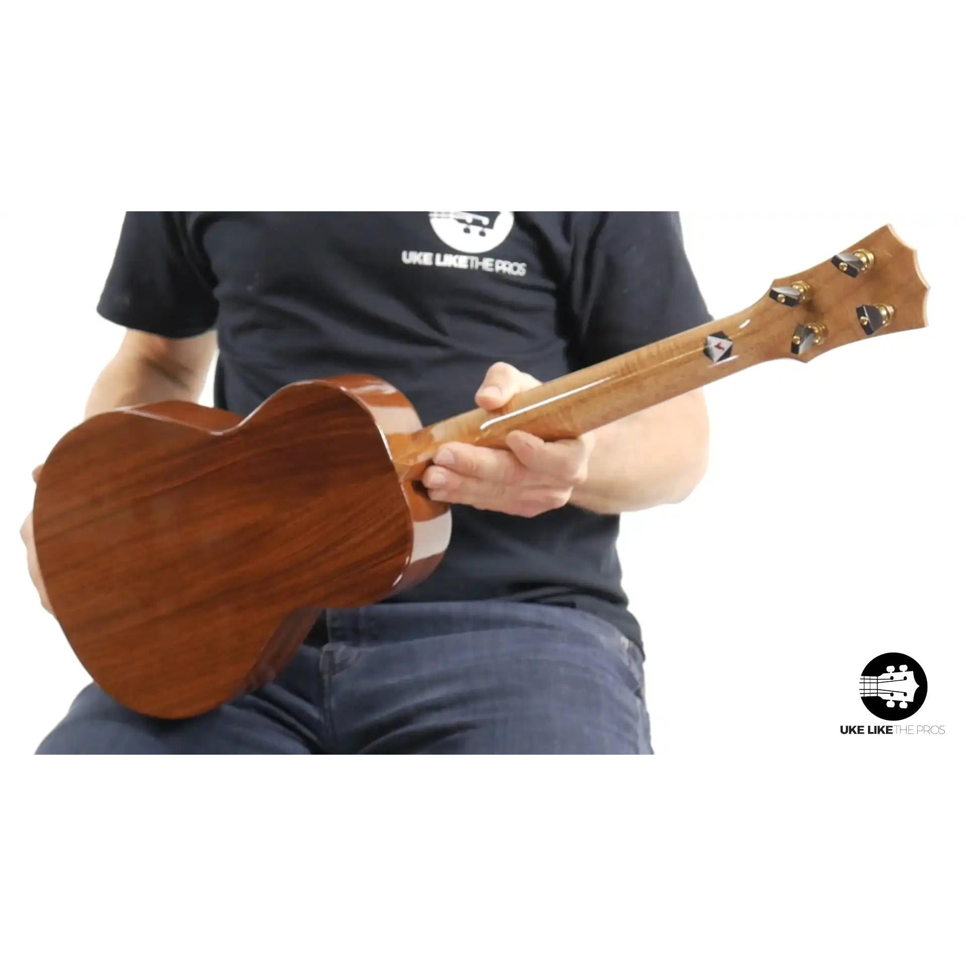 Rebel ukulele back and headstock with gloss wood finish, Terry Carter Music Store