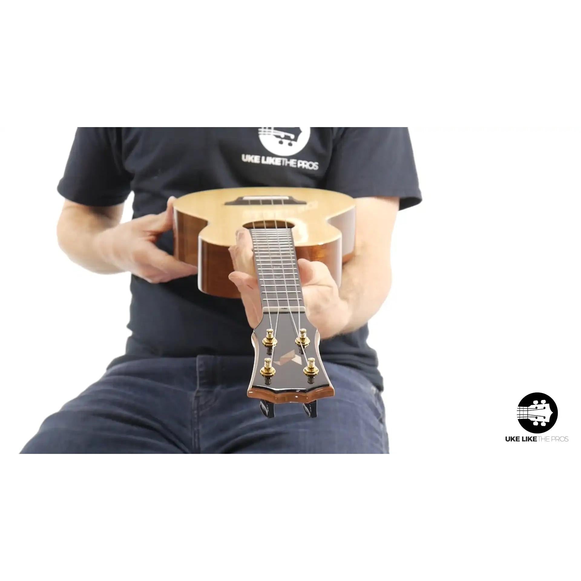 Rebel Double Cheese Spitfire ukulele with gloss finish, natural wood, Terry Carter Music Store