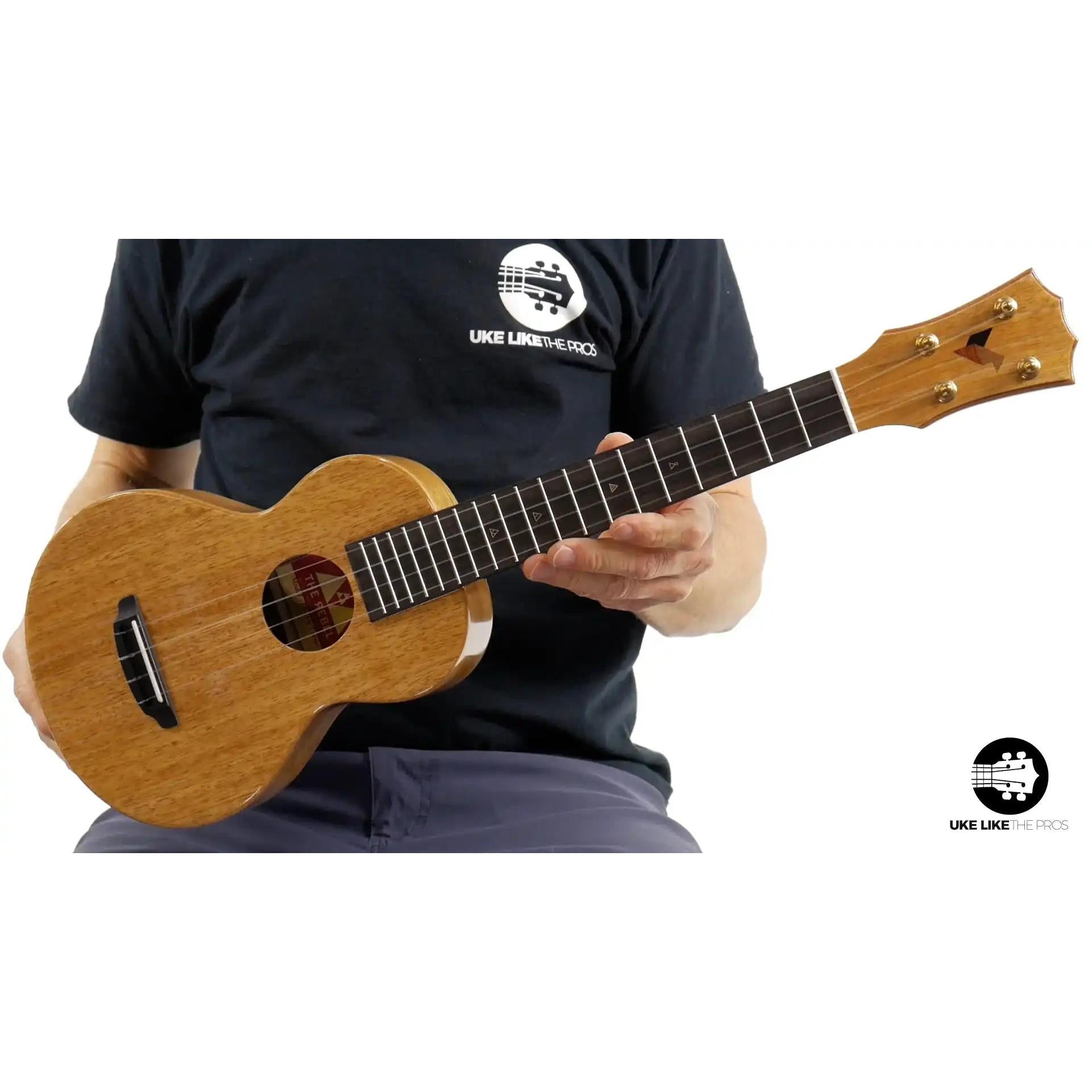 Rebel Double Creme ukulele natural wood finish, concert size, shown at Terry Carter Music Store
