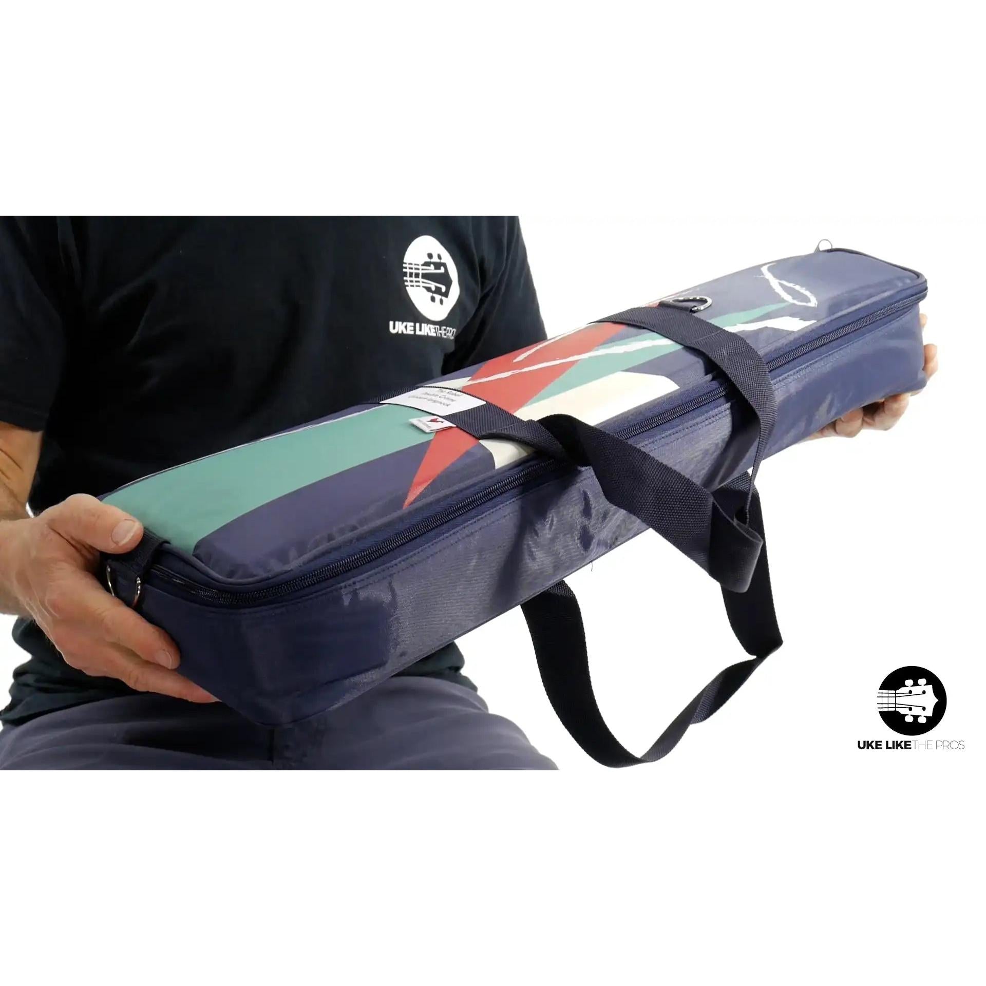 Rebel Double Creme Concert Longneck ukulele case, colorful padded gig bag at Terry Carter Music Store