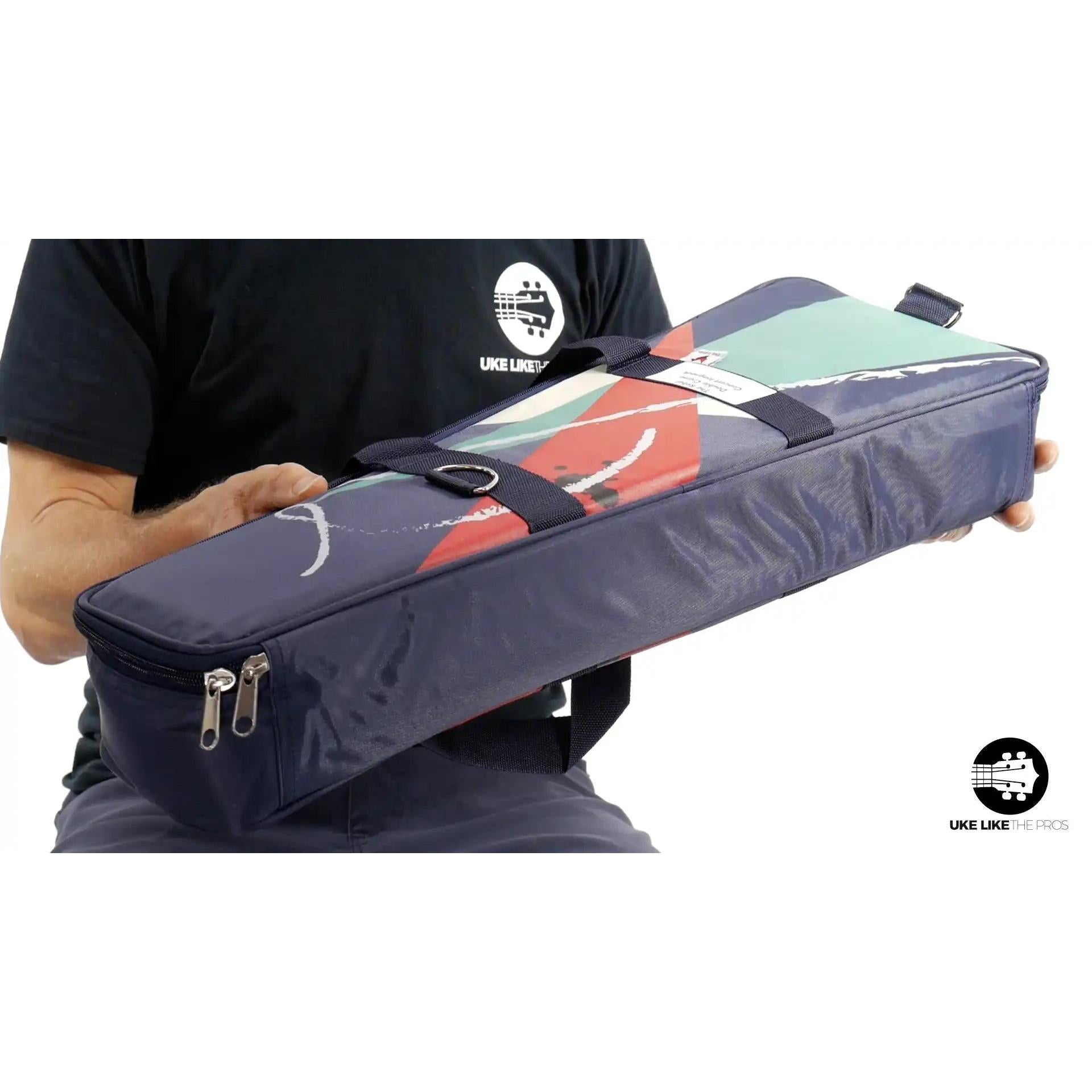 Rebel Double Creme Concert ukulele gig bag with colorful design, Terry Carter Music Store