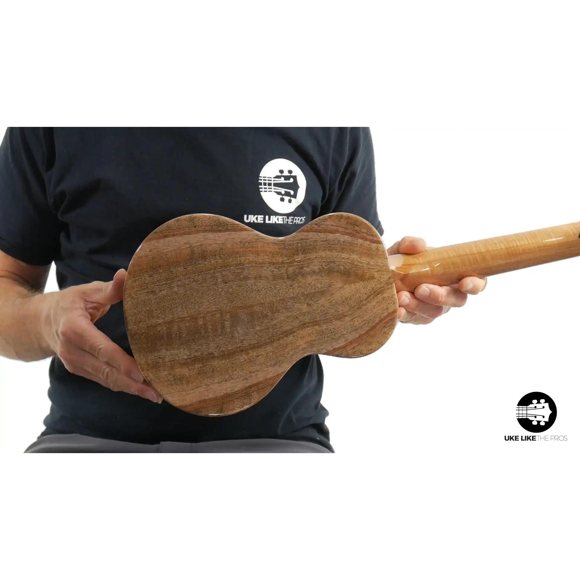 Rebel Double Creme ukulele back, natural wood grain finish, Terry Carter Music Store