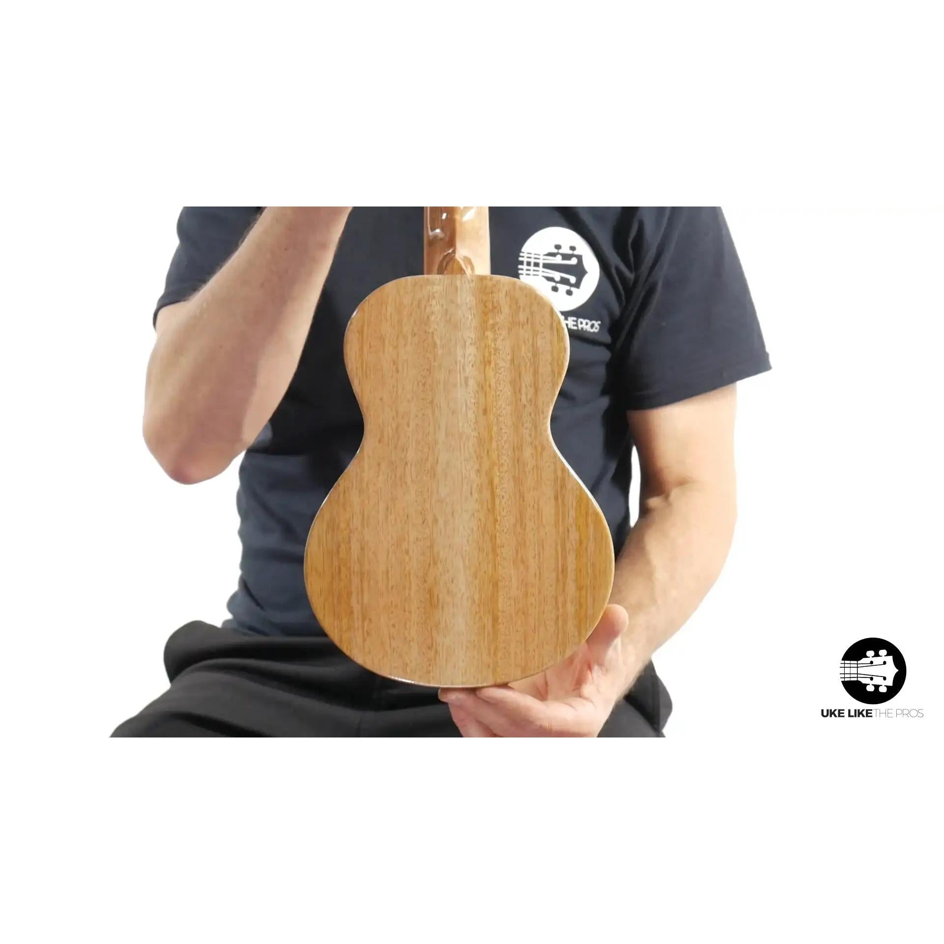Back view of Rebel Double Creme Mango Magic ukulele with natural mango wood, Terry Carter Music Store