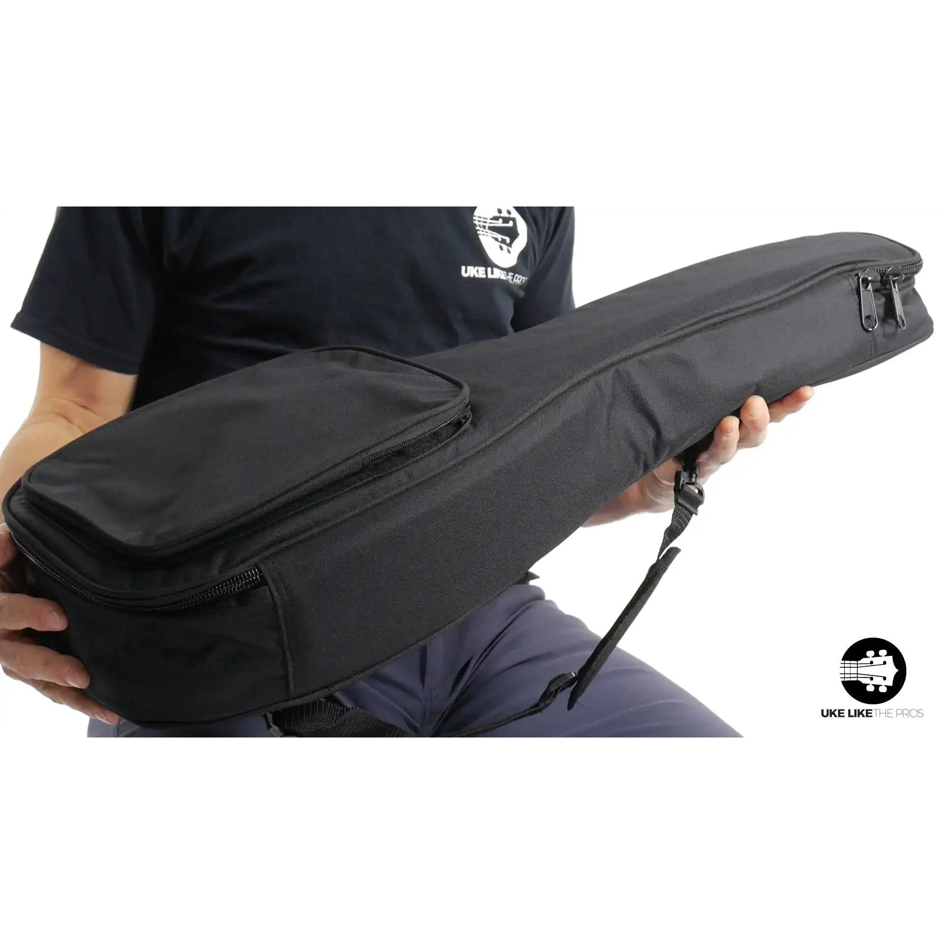 Black Rebel Pluto Fire-Walk ukulele case with front pocket, shown at Terry Carter Music Store