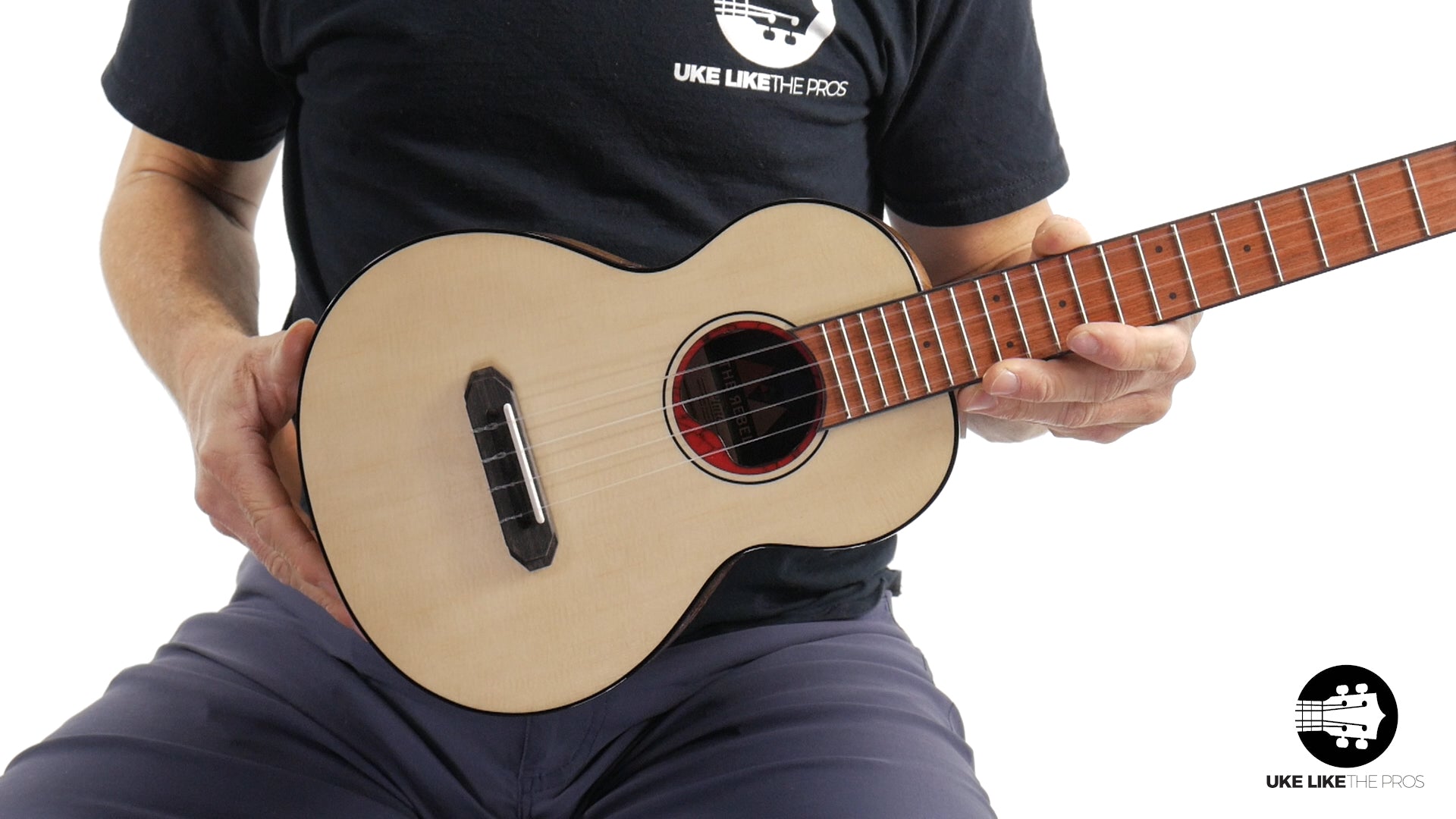 Rebel Pluto Tenor Ukulele Solid Spruce Top and Curly Acacia "Fire Walk"