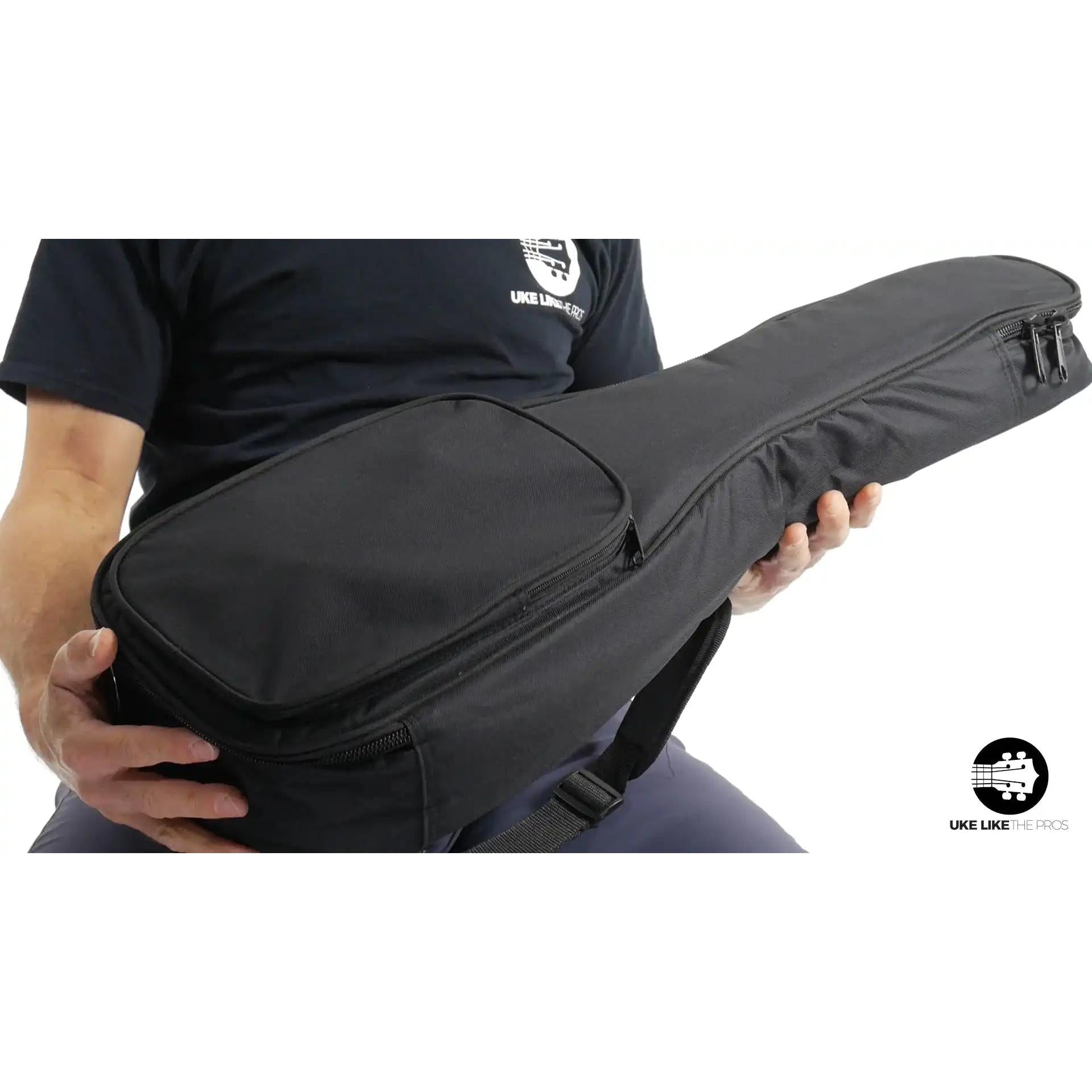 Padded ukulele gig bag with front pocket displayed at Terry Carter Music Store