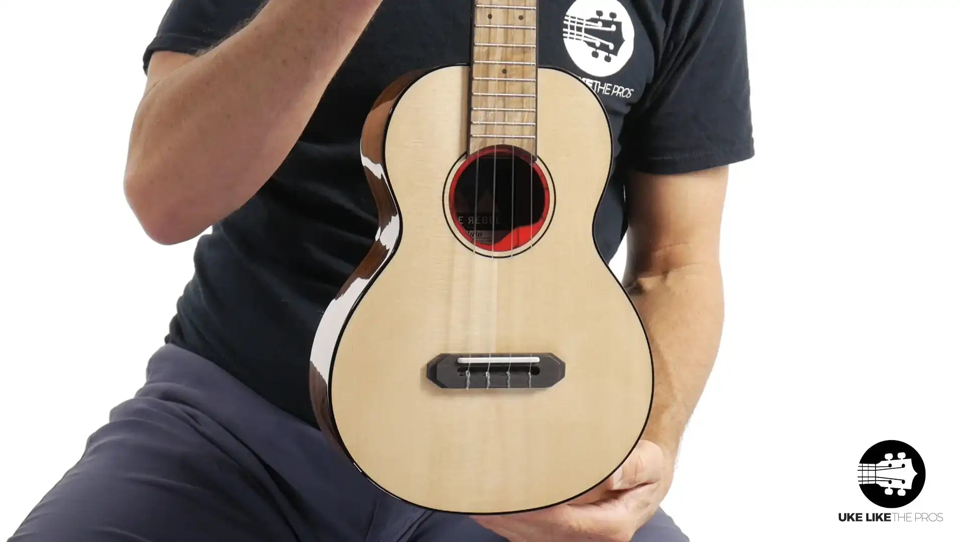 Rebel Pluto Imperial Guard ukulele with spruce top, showcased at Terry Carter Music Store