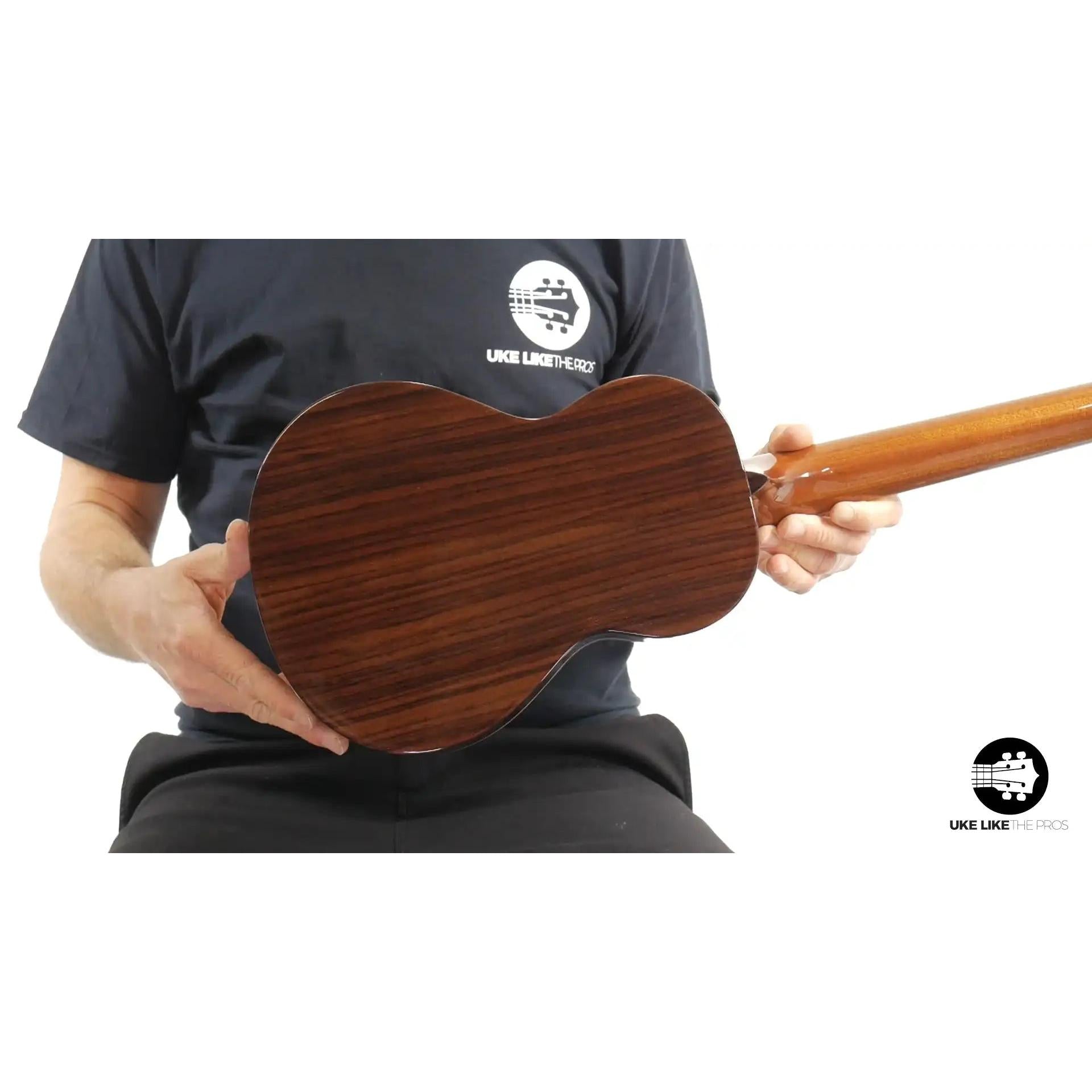 Rebel Quark ukulele back view with dark wood finish at Terry Carter Music Store