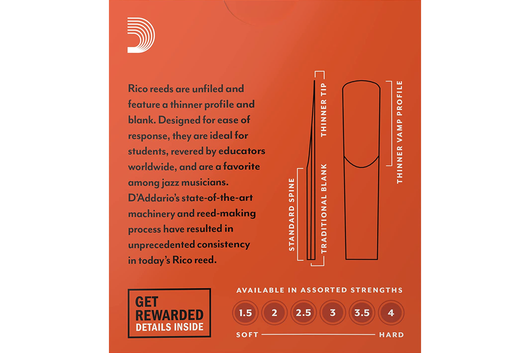 Rico by D'Addario Bb Clarinet Reeds Strength 2.0 - 10 Pack