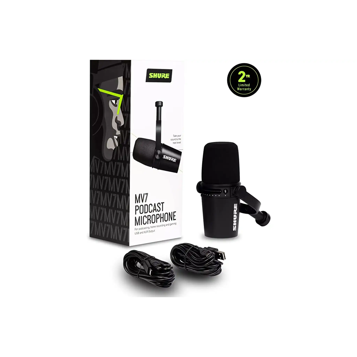 ShureMV7USBPodcastMicrophone-Black-all | Terry Carter Music Store