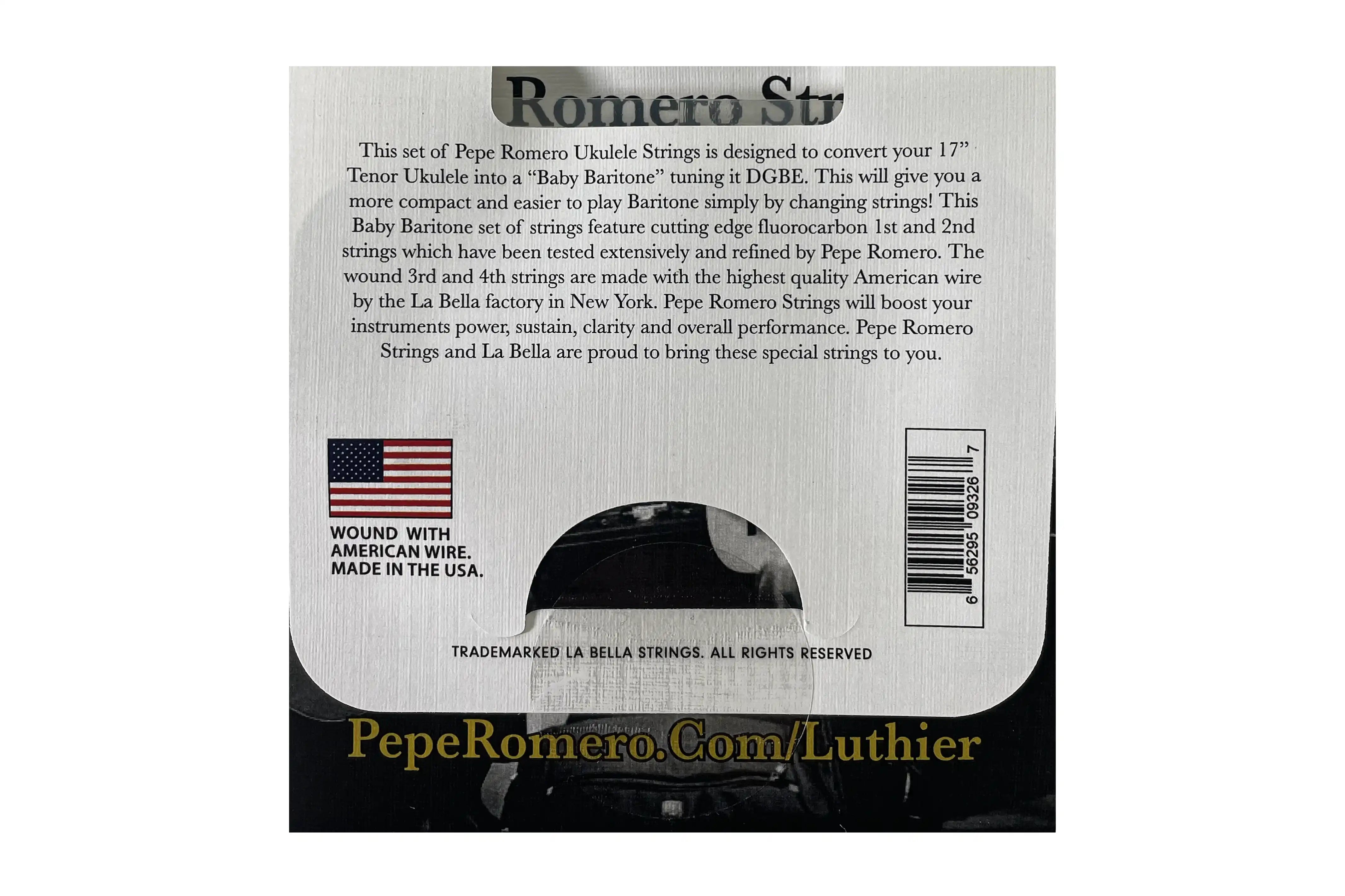 Pepe Romero UBB Baritone Ukulele Strings For Tenor Ukulele (D-G-B-E Tuning) - BABY BARITONE STRINGS