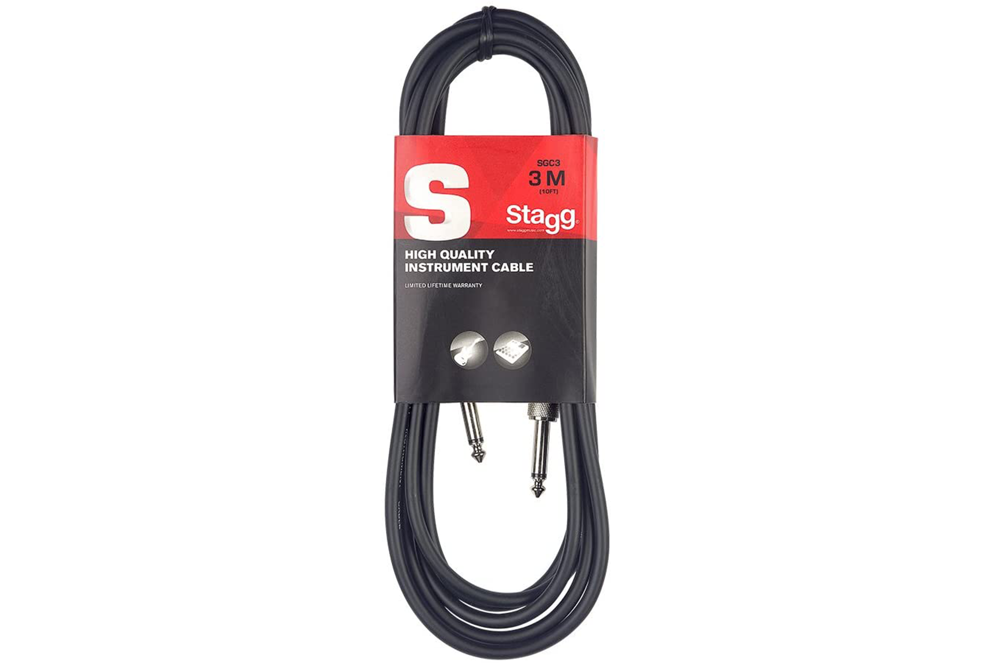 Stagg SGC3 S-Series 1/4 Inch Instrument Cable - 10 Feet