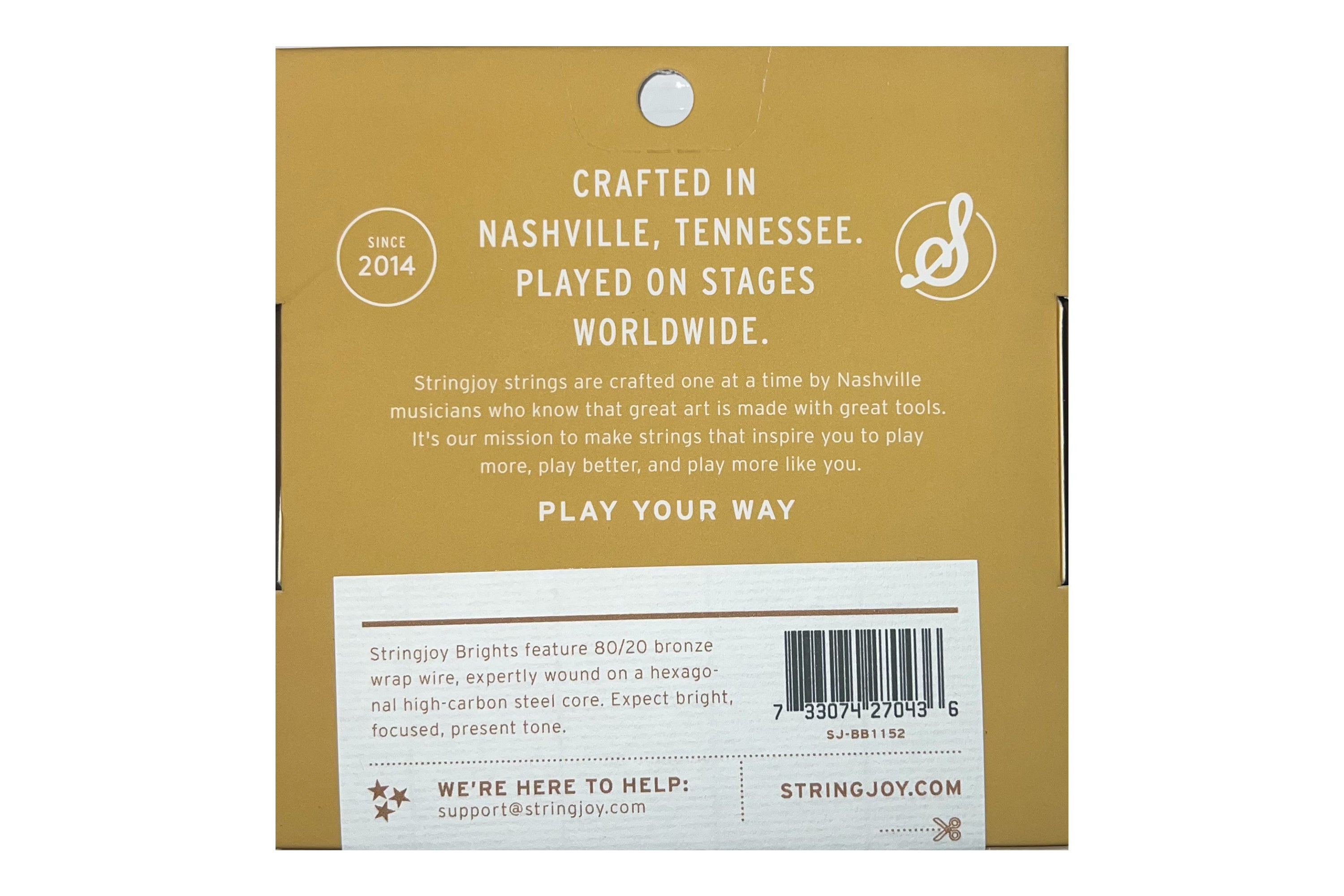 Stringjoy Brights SJ-BB1152 80/20 Bronze Acoustic Guitar Strings - Balanced Super Light .011-.052