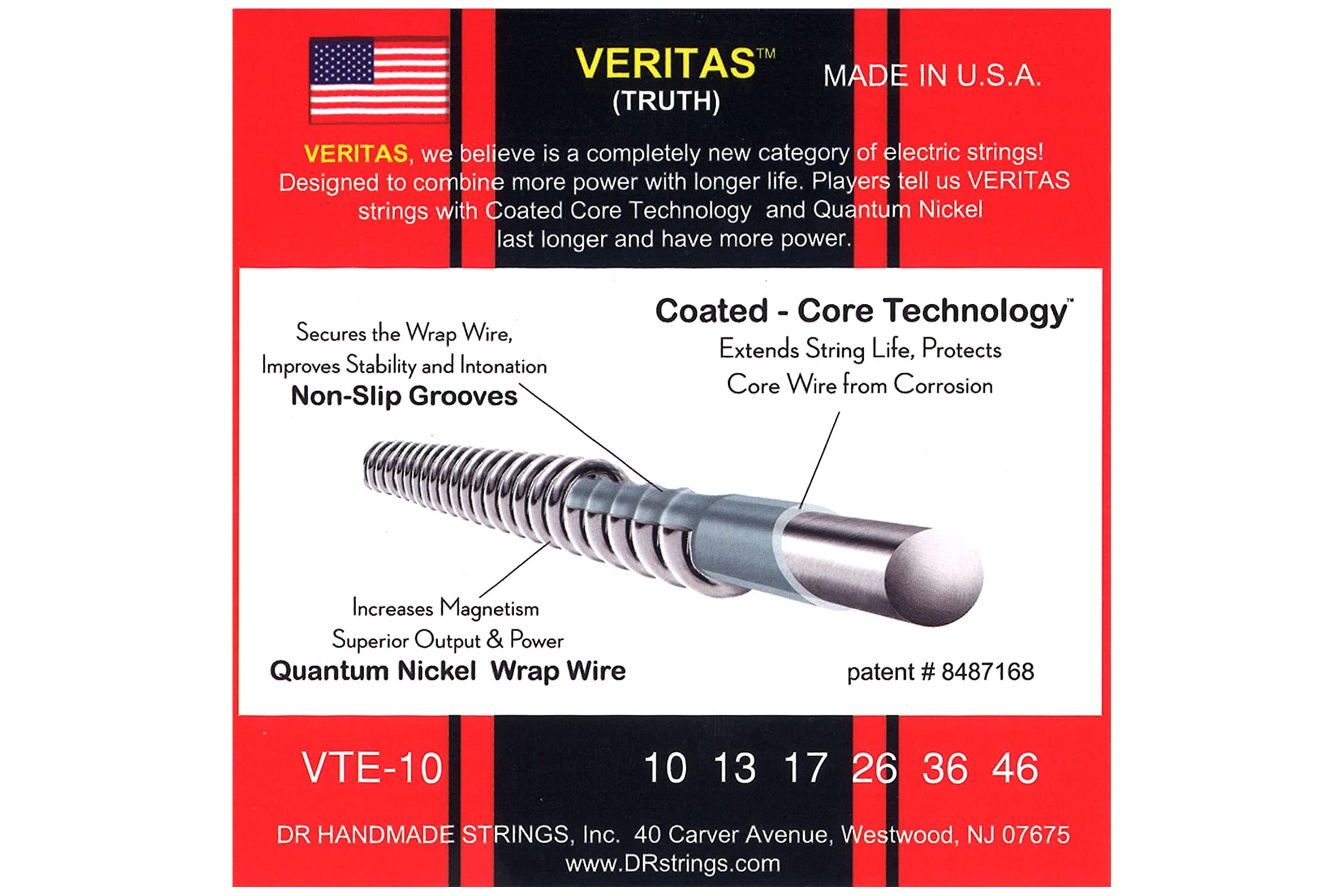 DR Strings Veritas Quantum Nickel Medium 10-46 Electric Guitar Strings