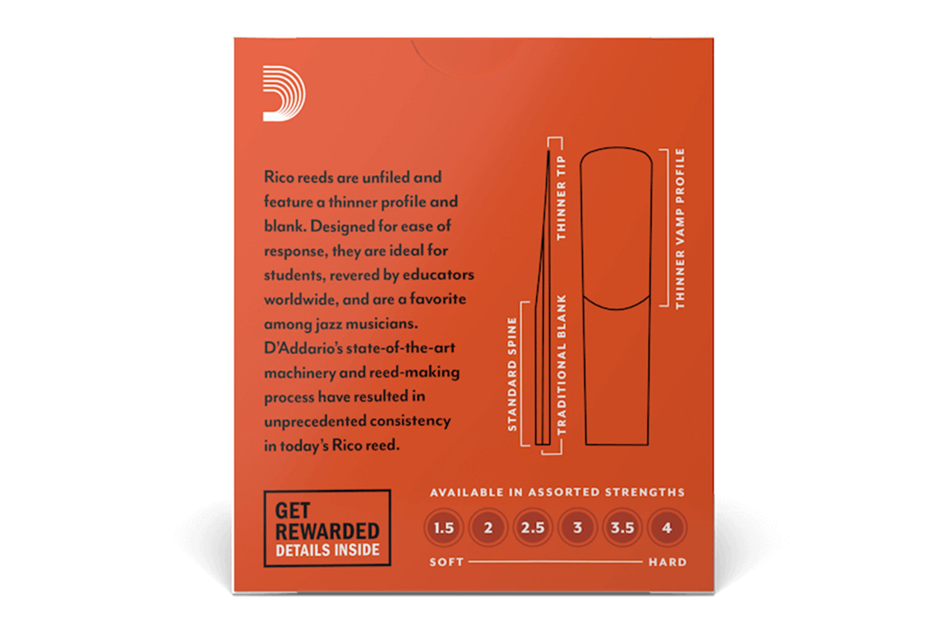 Rico by D'Addario Alto Saxophone Reeds Strength 2.5 - 10 Pack