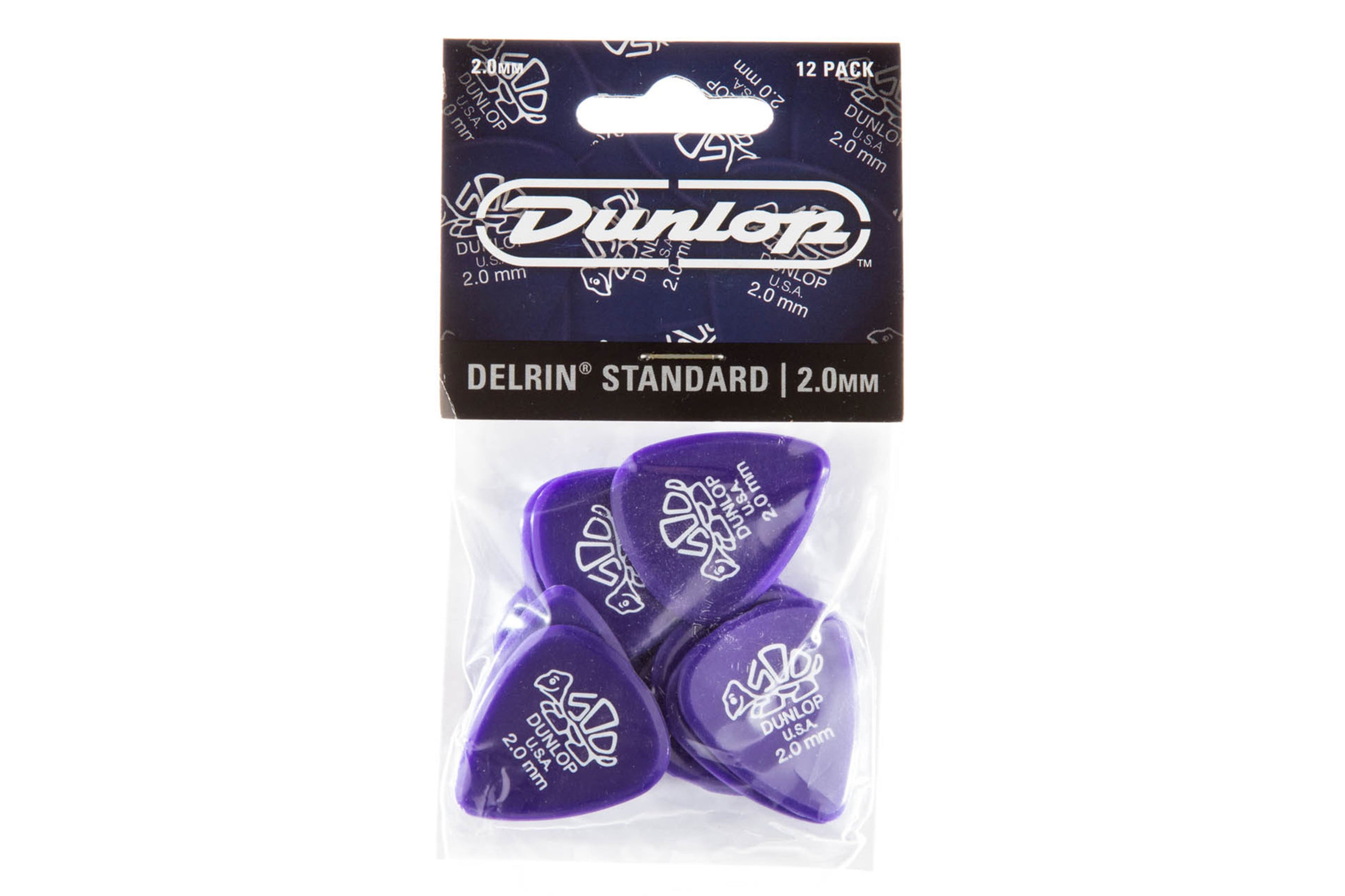Dunlop Delrin 500 Standard 2.0mm Purple Guitar & Ukulele Picks 12 Pack