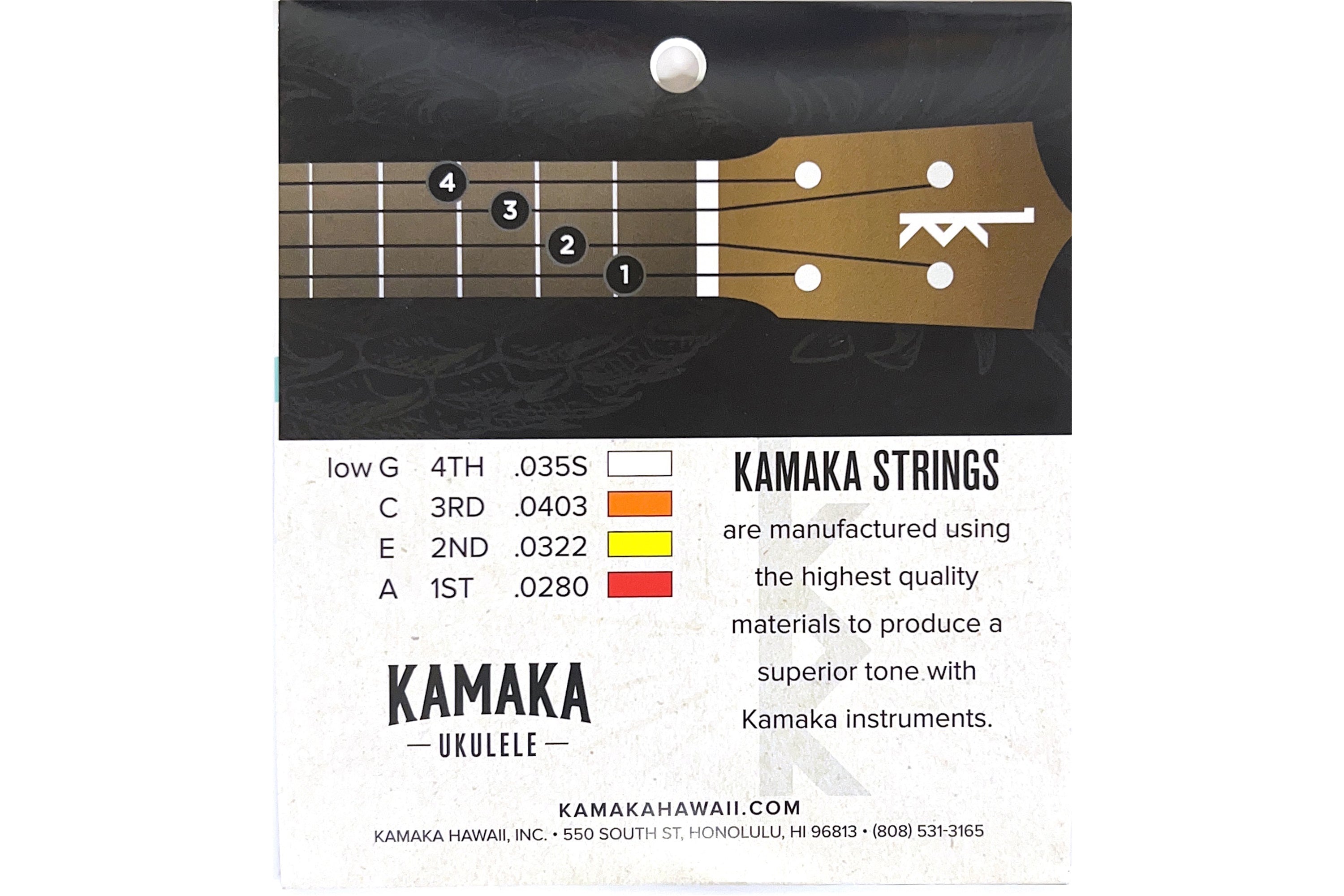 Kamaka S-1G Black Nylon Standard and Concert Strings G-C-E-A - LOW G