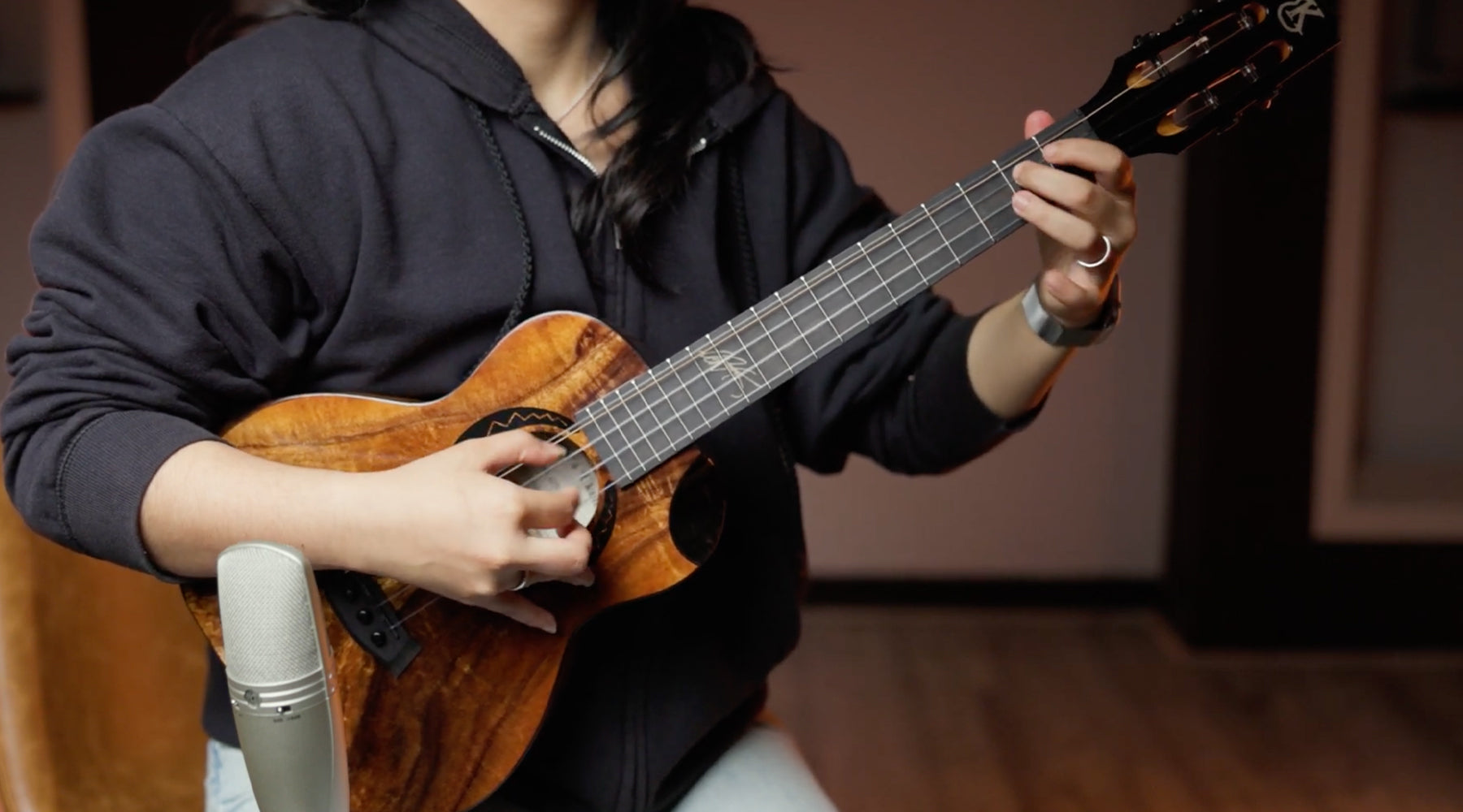 Experience the Elegance of the Kanile'a Willie`K Premium Curly Koa 5-String Super Tenor Ukulele