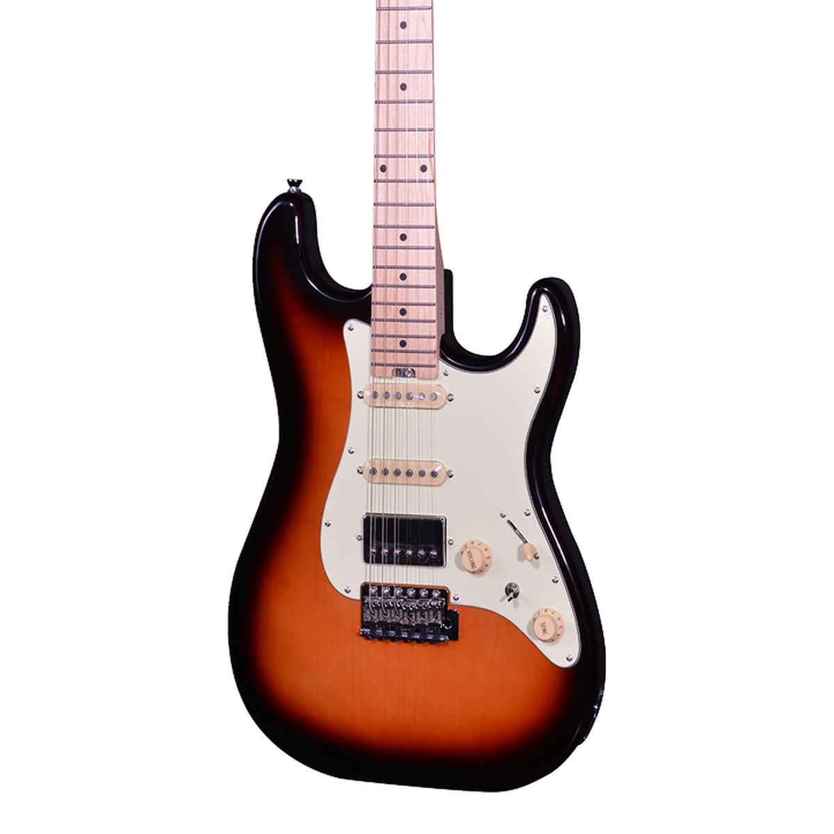 Body back of the Crafter SERA S RW TS S-Style Modern Sera Series Electric Guitar - Tobacco Sunburst, with the base of the neck