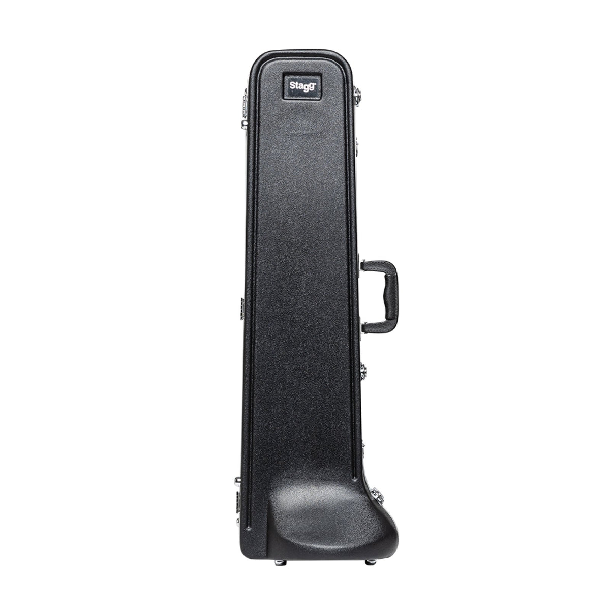 Stagg ABS-TB ABS case for trombone: closed case standing upright on its bell end