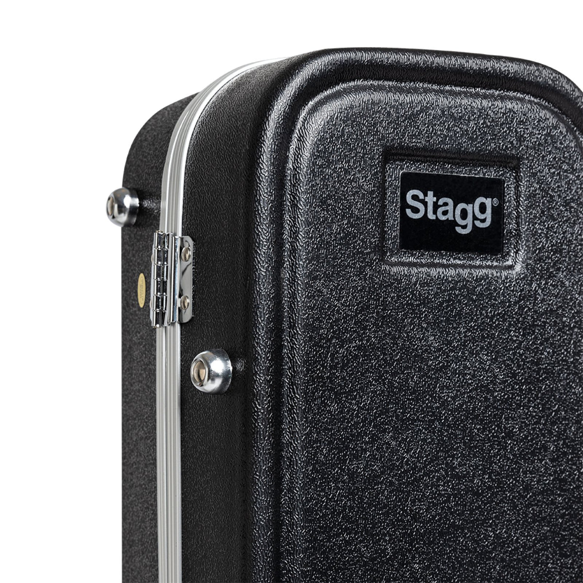 Stagg ABS-TB ABS case for trombone: close-up of the Stagg logo patch at the bell end