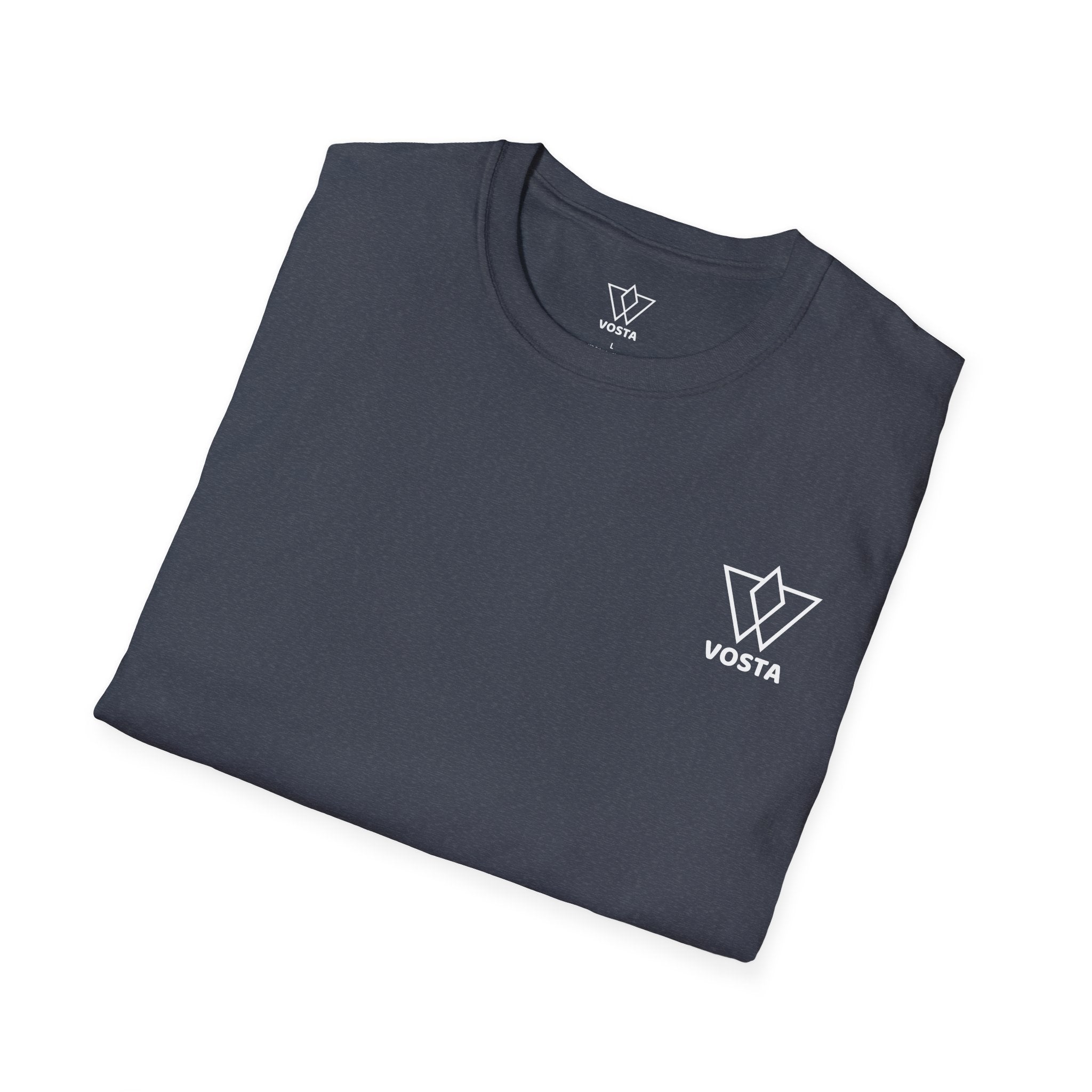 Vosta Black T-Shirt - Minimalist White Logo Tee
