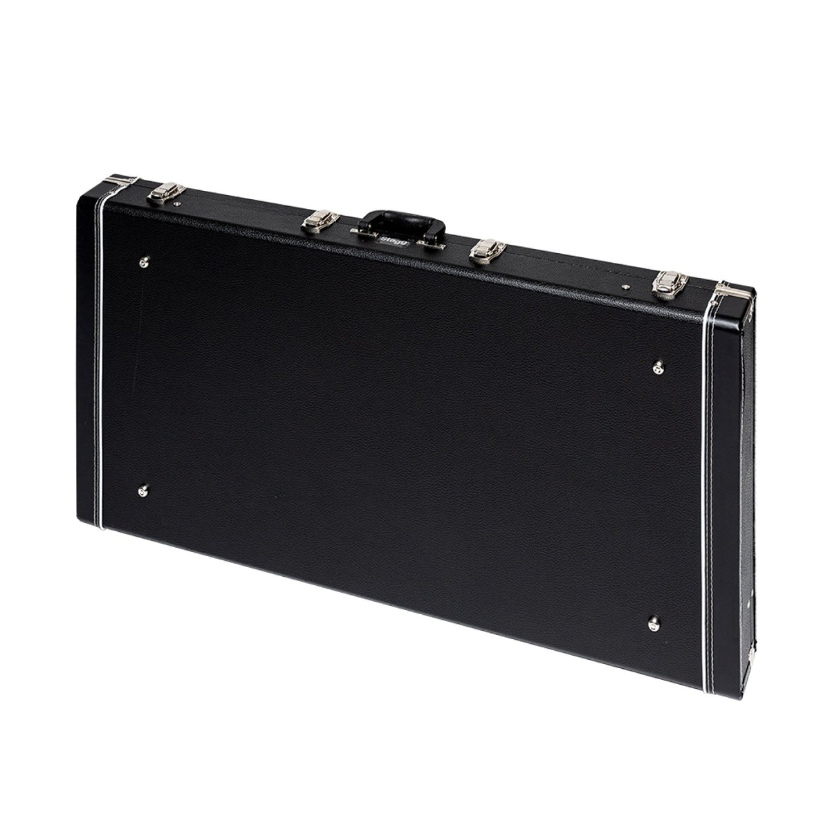 Stagg GDC-8 guitar stand case, back view with fixing rivets, top handle and chrome latches