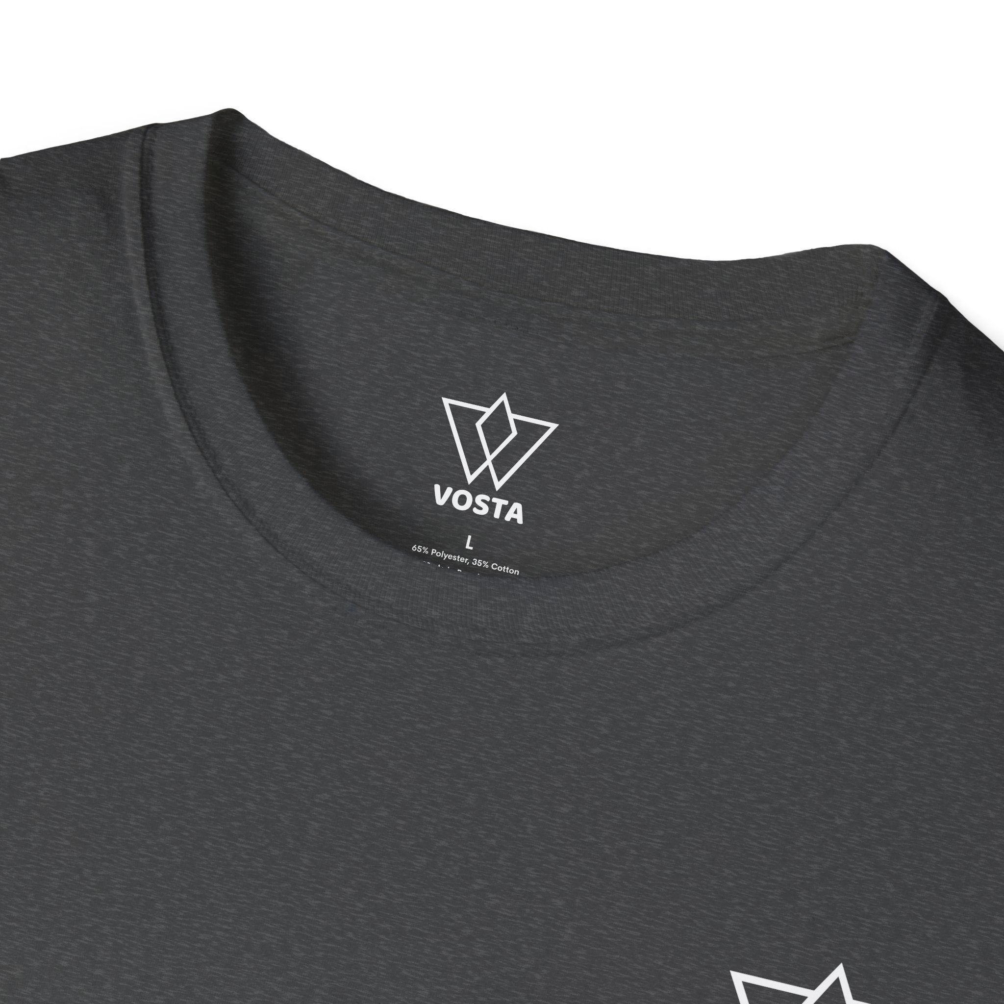 Vosta Black T-Shirt - Minimalist White Logo Tee