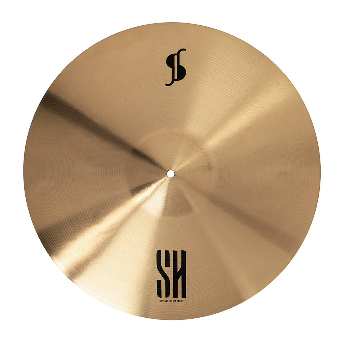 Stagg SH-RM22R 22-inch SH Regular Medium Ride cymbal, top-down view of the bow and bell with the SH logo