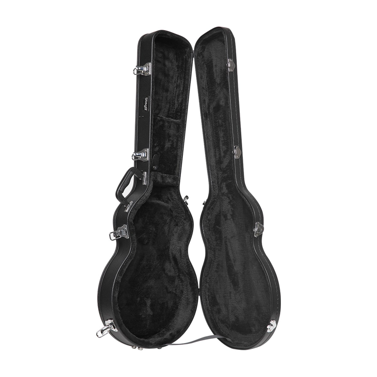 Stagg GCA-LP hardshell case opened to show the plush-lined interior