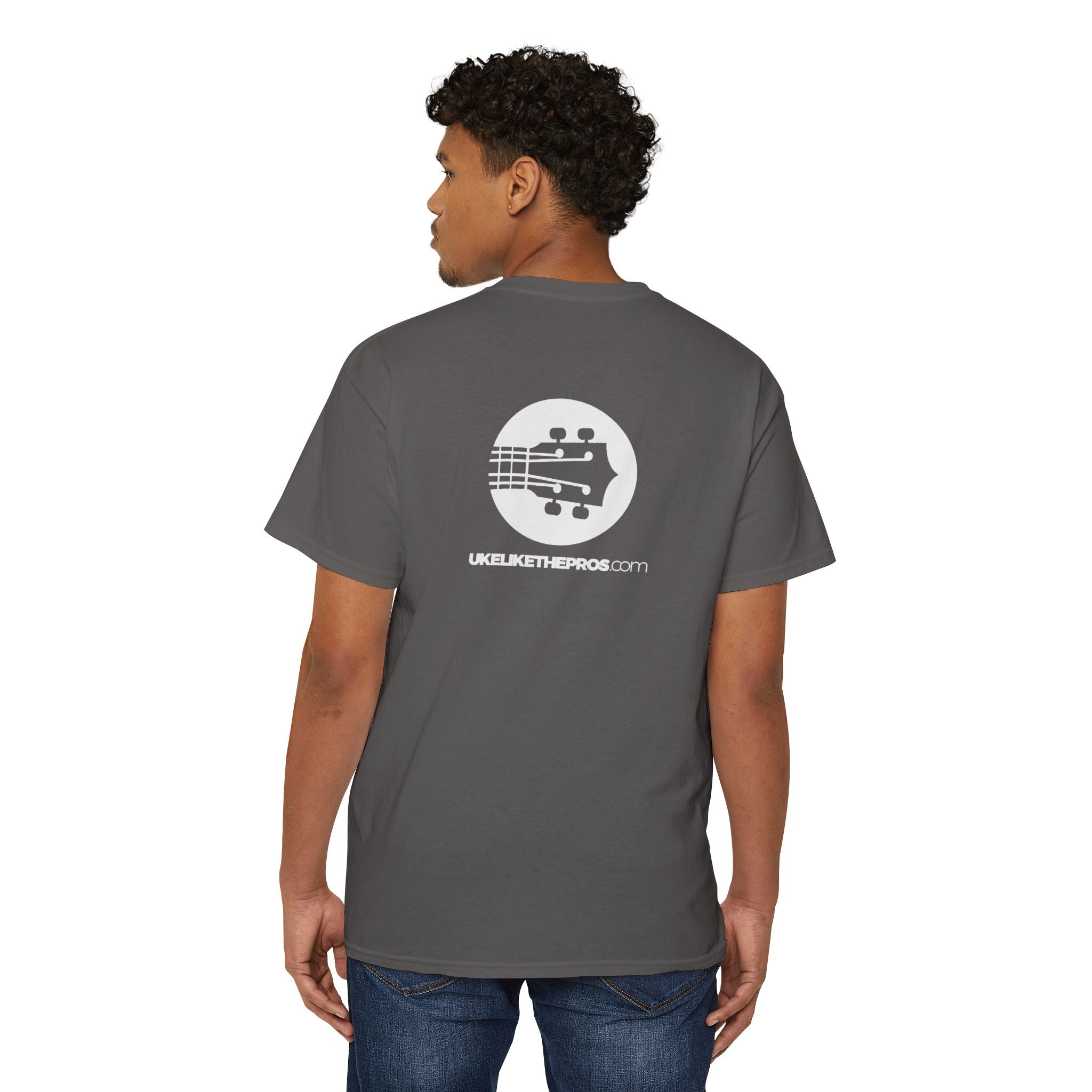 Uke Like The Pros T-Shirt - Small White Chest Logo