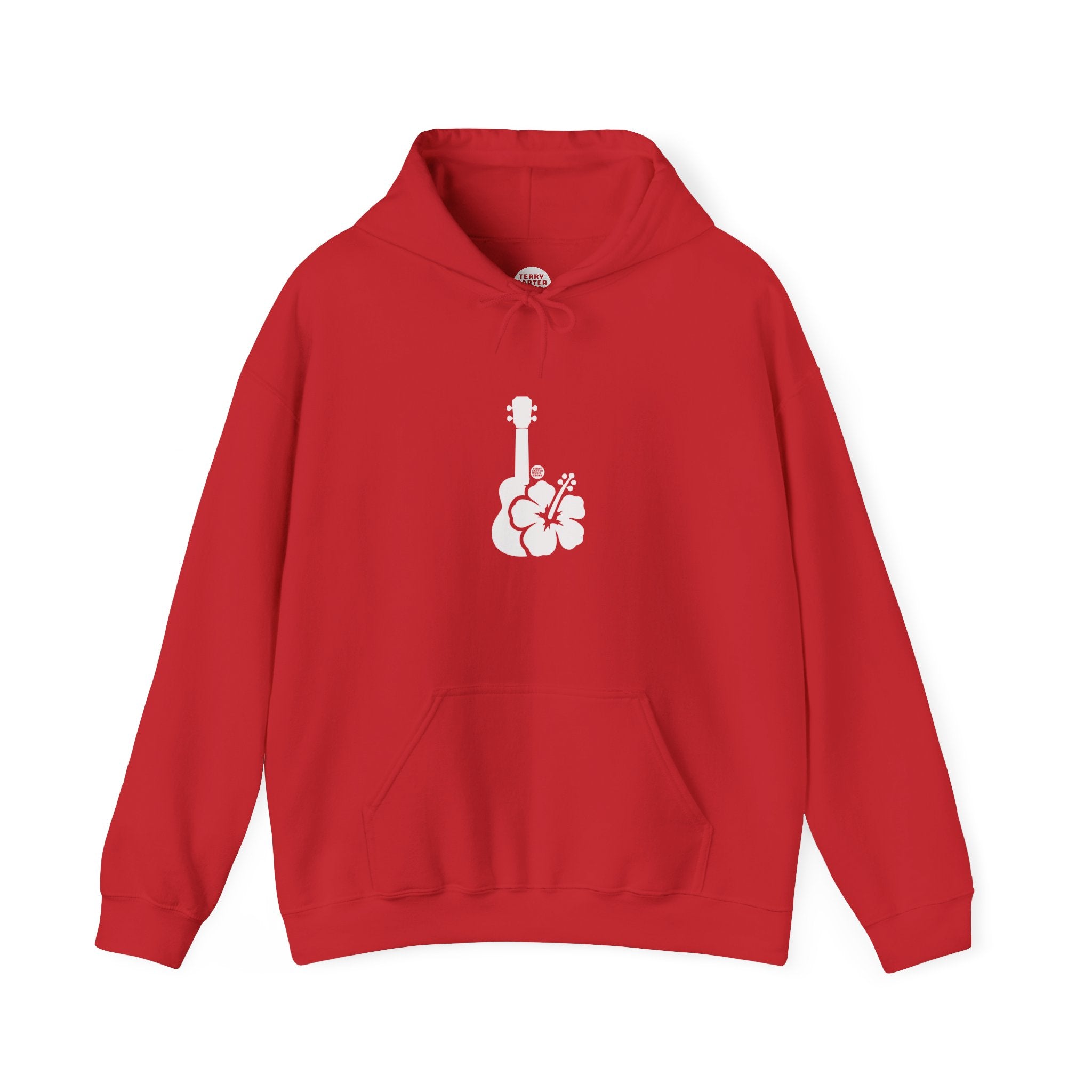 Ukulele Musician Hoodie with Hibiscus - White Logo