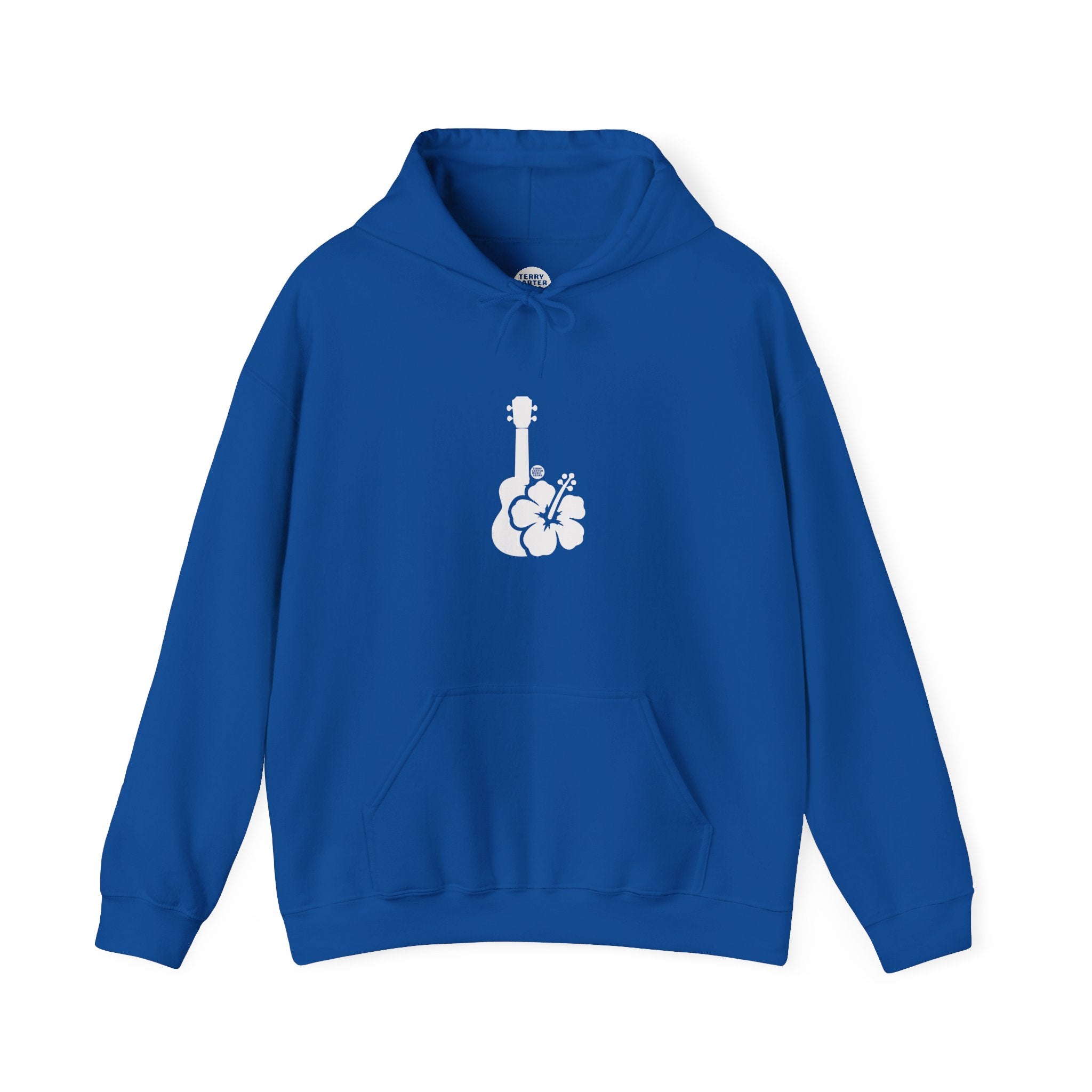 Ukulele Musician Hoodie with Hibiscus - White Logo
