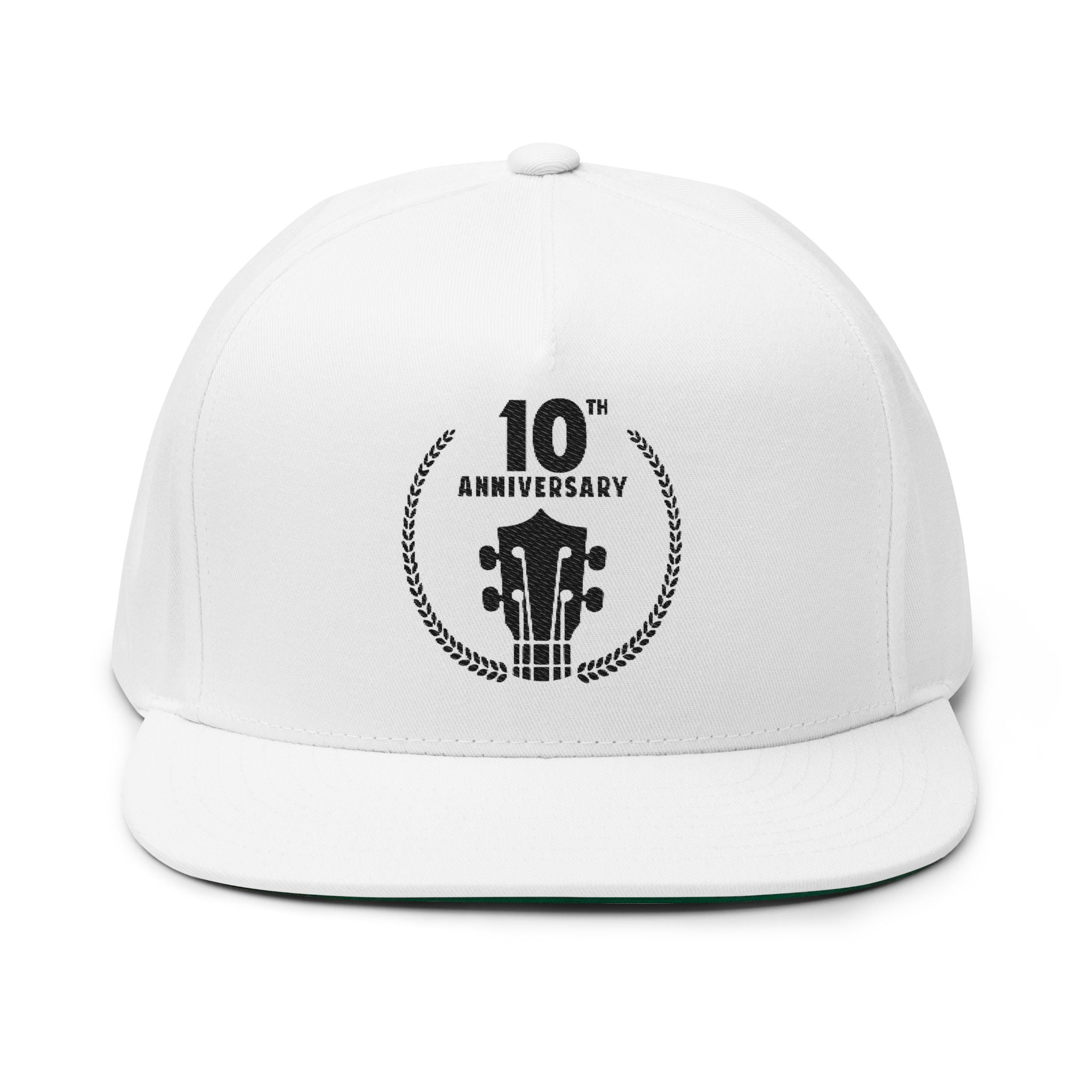 10th Anniversary Guitar Embroidered Flat Bill Cap