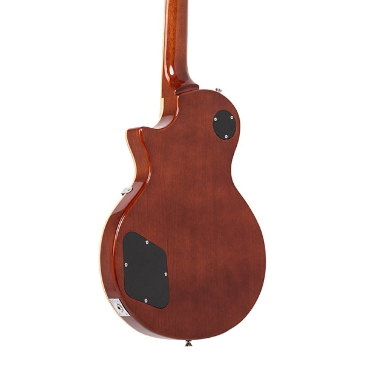 Body back of the Stagg SEL-STD SILVER Standard Series Mahogany Archtop Electric Guitar - Silver Top, with the base of the neck