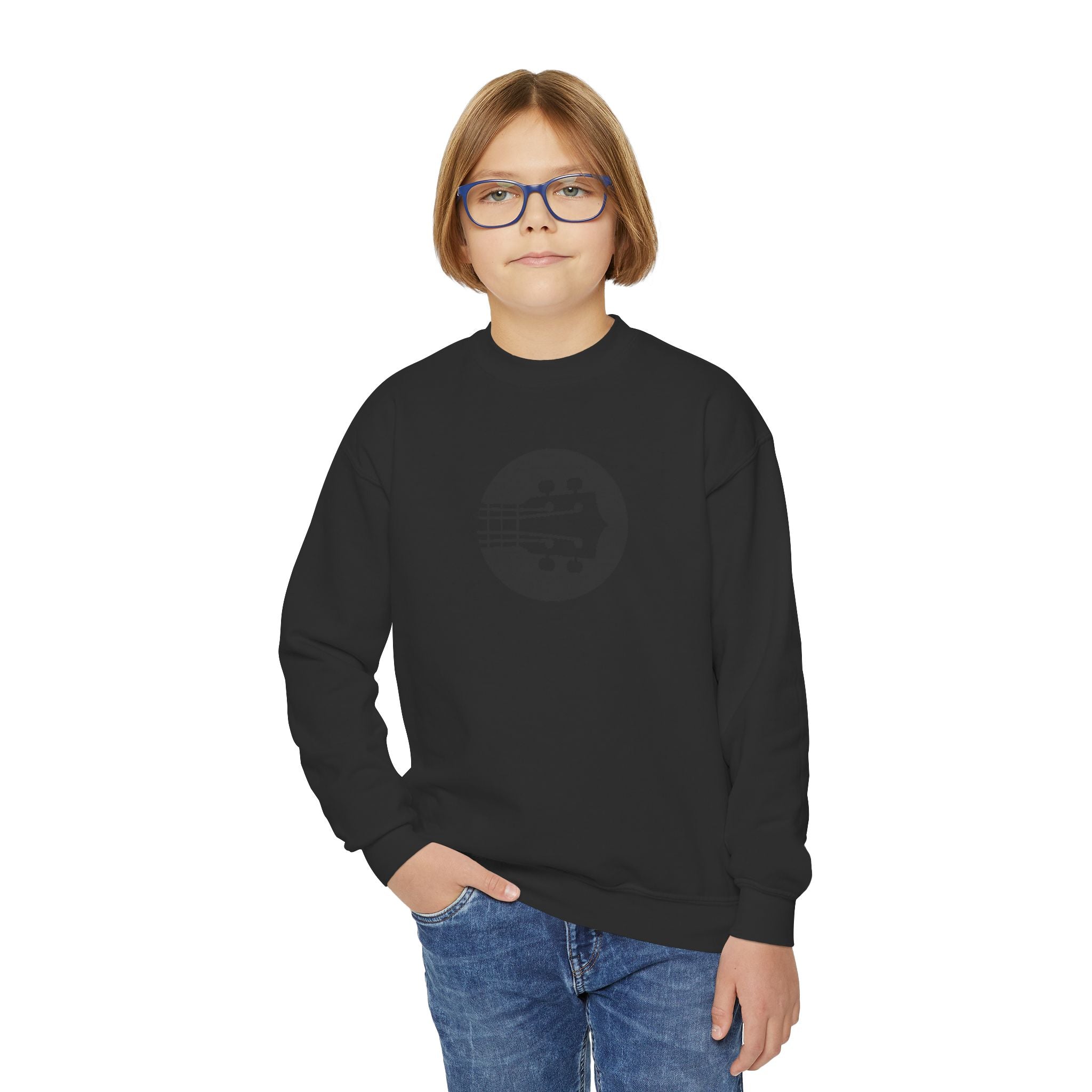Kids Uke Like The Pros Crewneck Sweatshirt - Black Logo