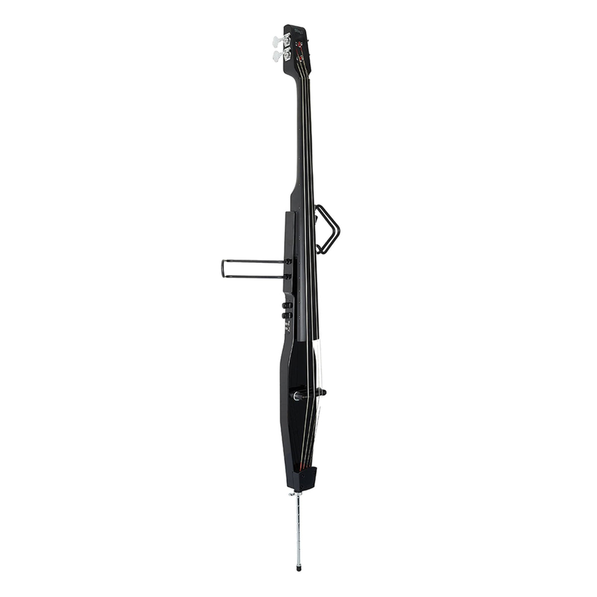 Stagg EDB-3/4 BK 3/4 electric double bass in black, front view with wire frame supports